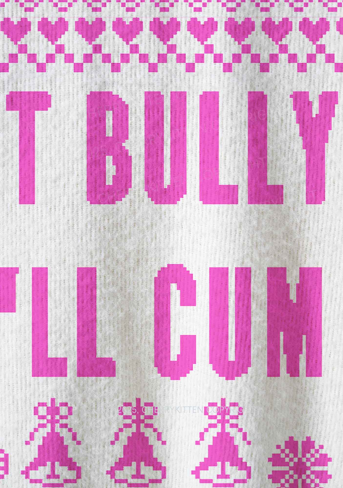 Pink Dont Bully Me Y2K Christmas Knit Sweatshirt Cherrykitten - Image 3