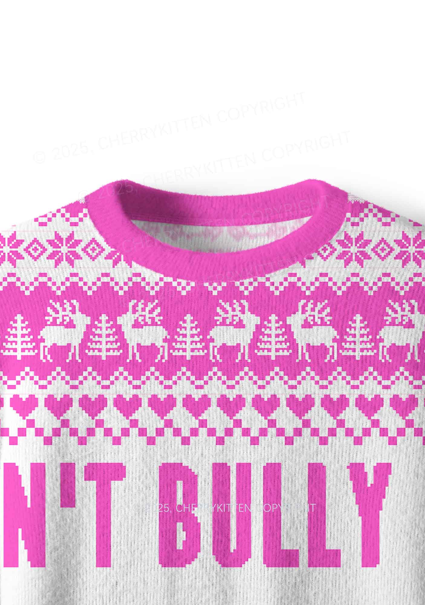 Pink Dont Bully Me Y2K Christmas Knit Sweatshirt Cherrykitten - Image 4