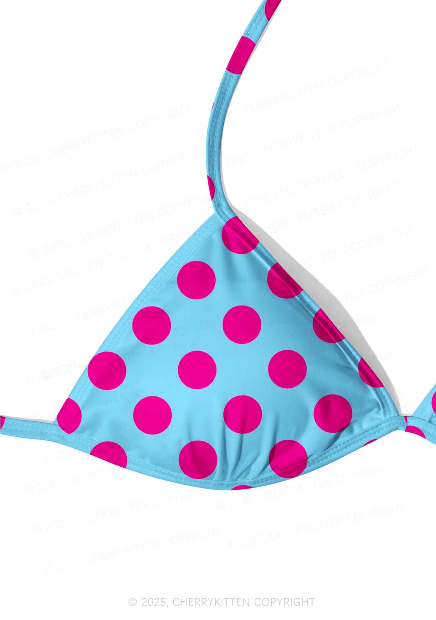 Pink Dots On Blue Y2K Print Bikini Set Cherrykitten - Image 4
