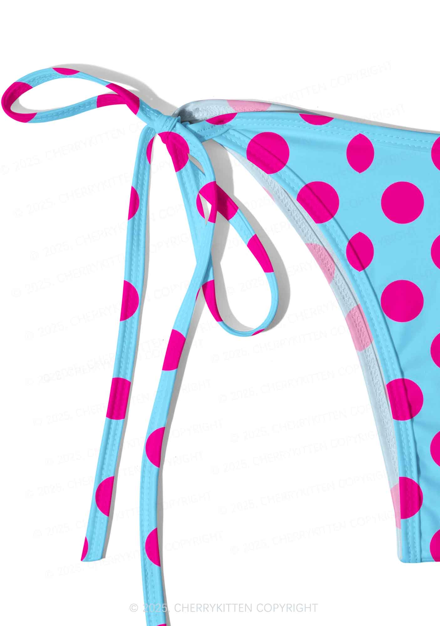 Pink Dots On Blue Y2K Print Bikini Set Cherrykitten - Image 5
