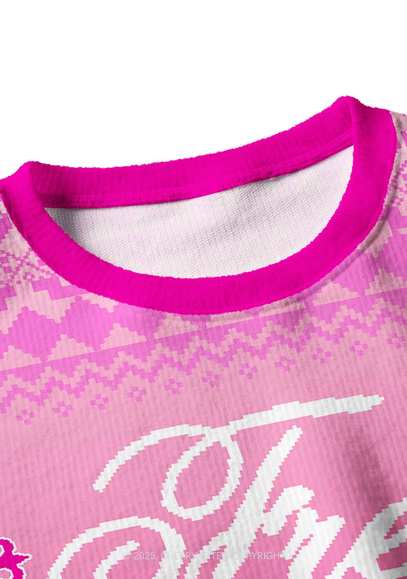 Pink Freak Y2K Christmas Crop Knit Sweatshirt Cherrykitten - Image 4