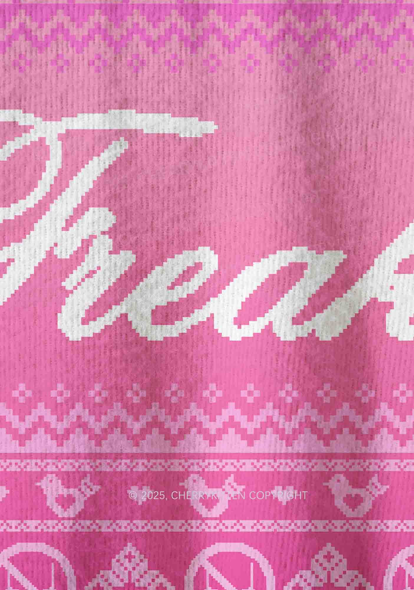 Pink Freak Y2K Christmas Knit Sweatshirt Cherrykitten - Image 4
