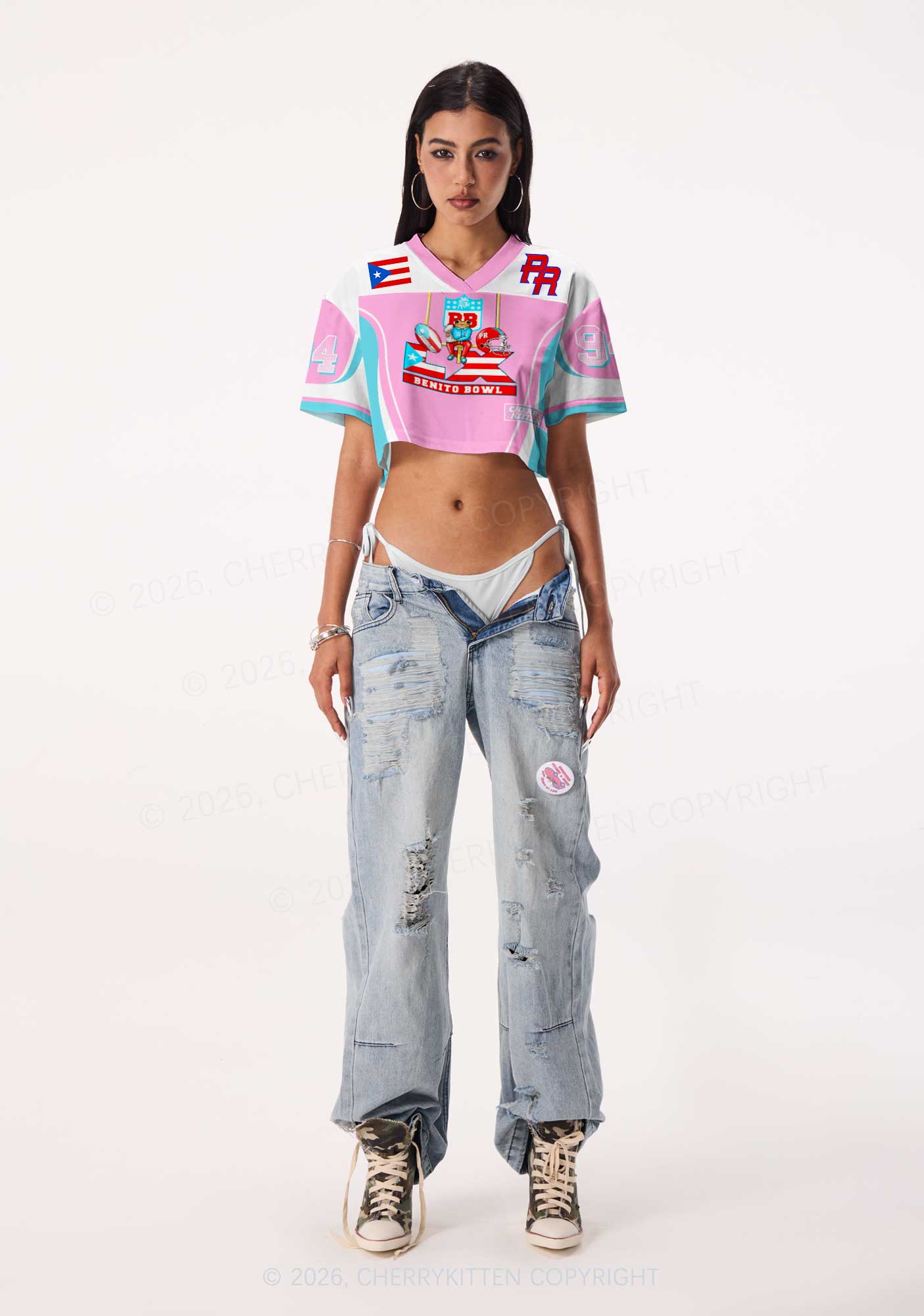 Pink Frog Y2K Crop Sport Jersey Shirts Cherrykitten - Image 2