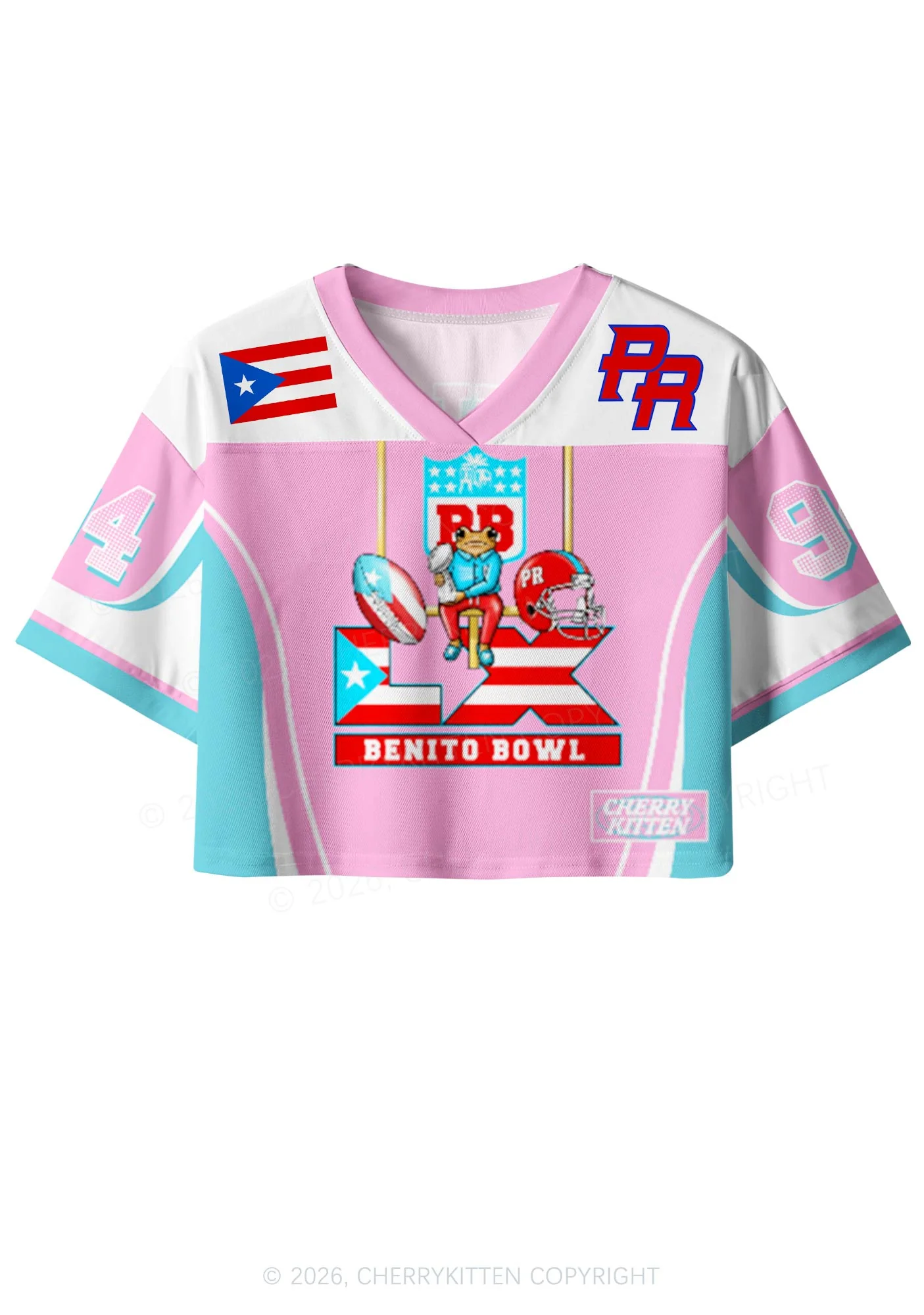 Pink Frog Y2K Crop Sport Jersey Shirts Cherrykitten - Image 3