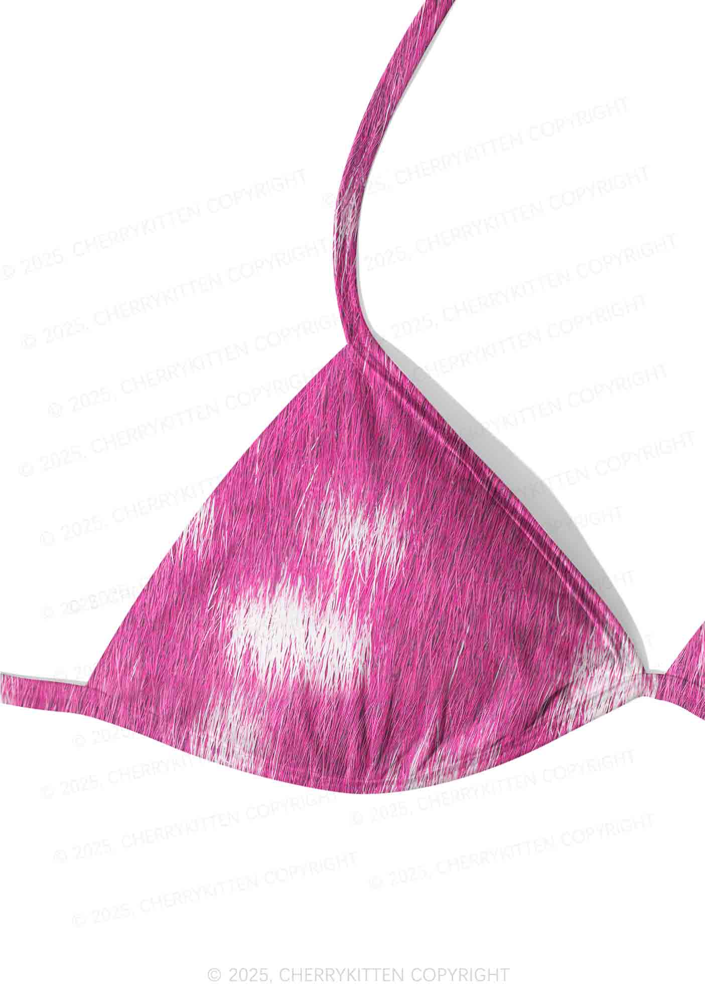 Pink Furry Leopard Y2K Print Bikini Set Cherrykitten - Image 4