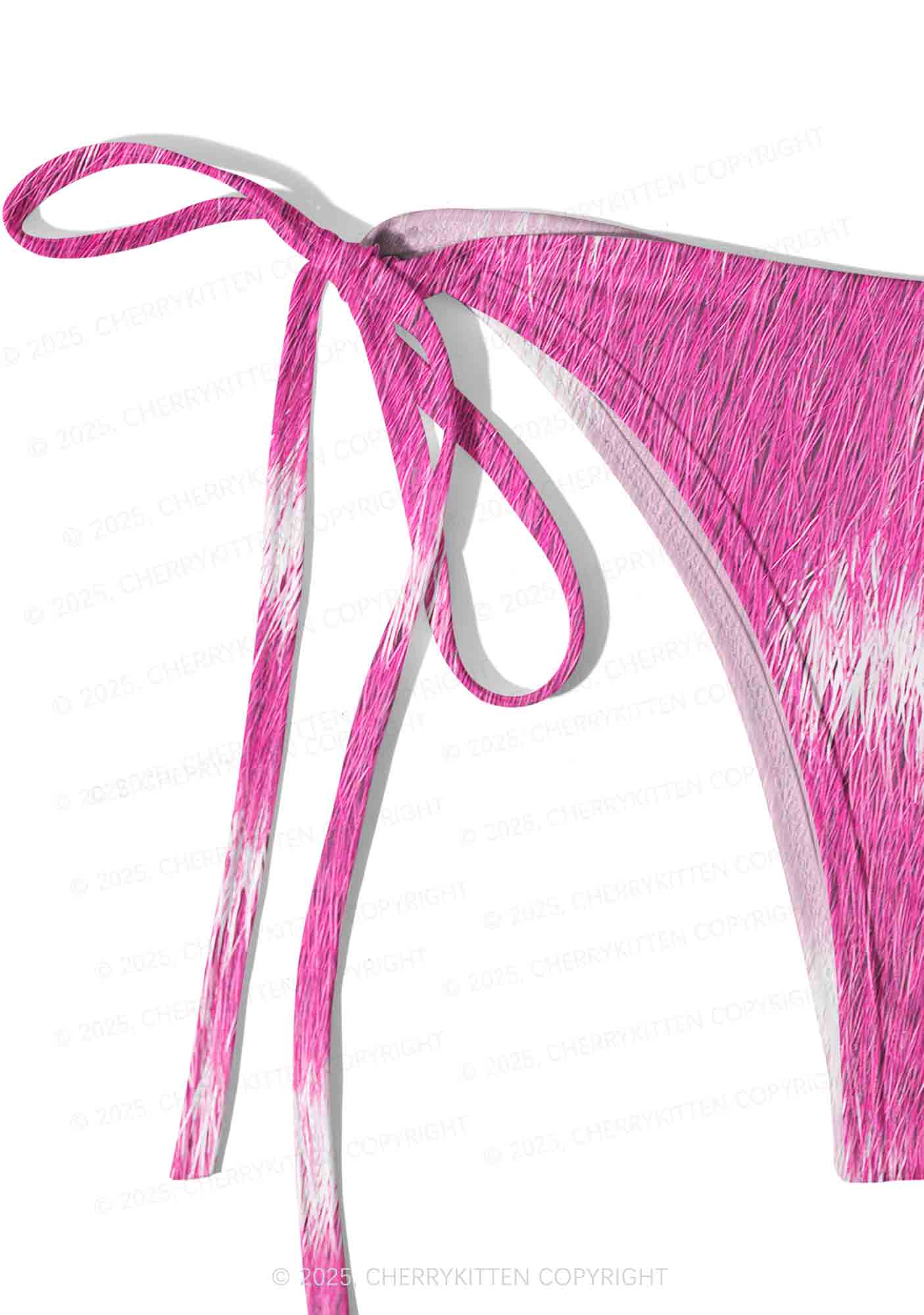 Pink Furry Leopard Y2K Print Bikini Set Cherrykitten - Image 5