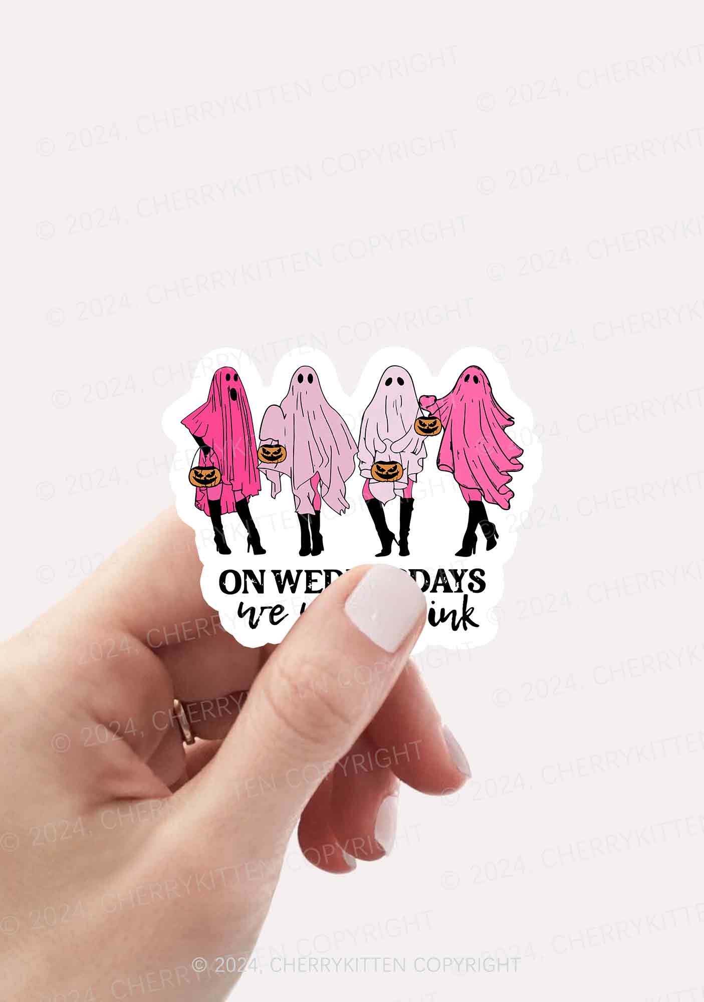 Pink Ghost Halloween 1Pc Y2K Sticker Cherrykitten - Image 2