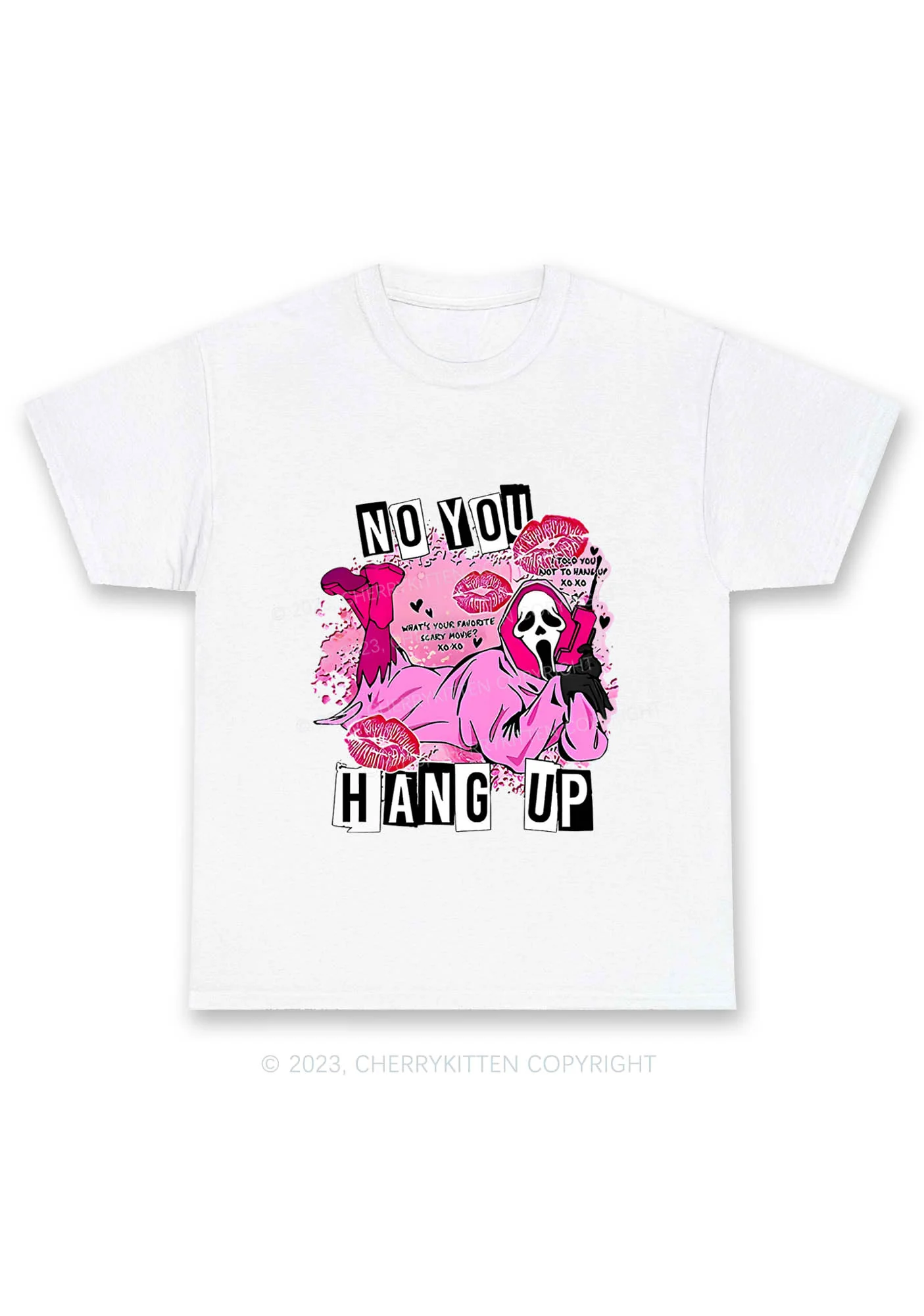 Pink Ghost Lying Halloween Y2K Chunky Shirt Cherrykitten - Image 4