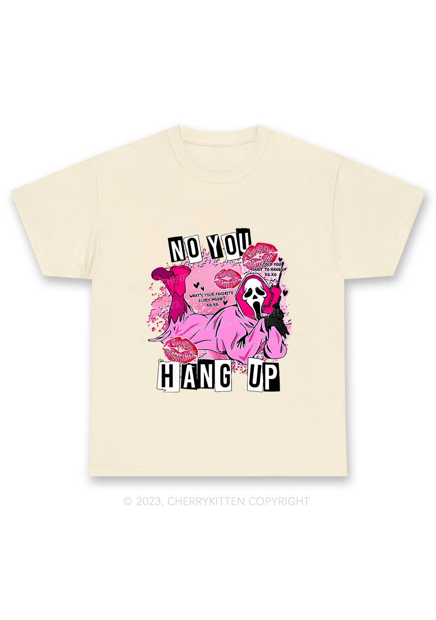 Pink Ghost Lying Halloween Y2K Chunky Shirt Cherrykitten - Image 5