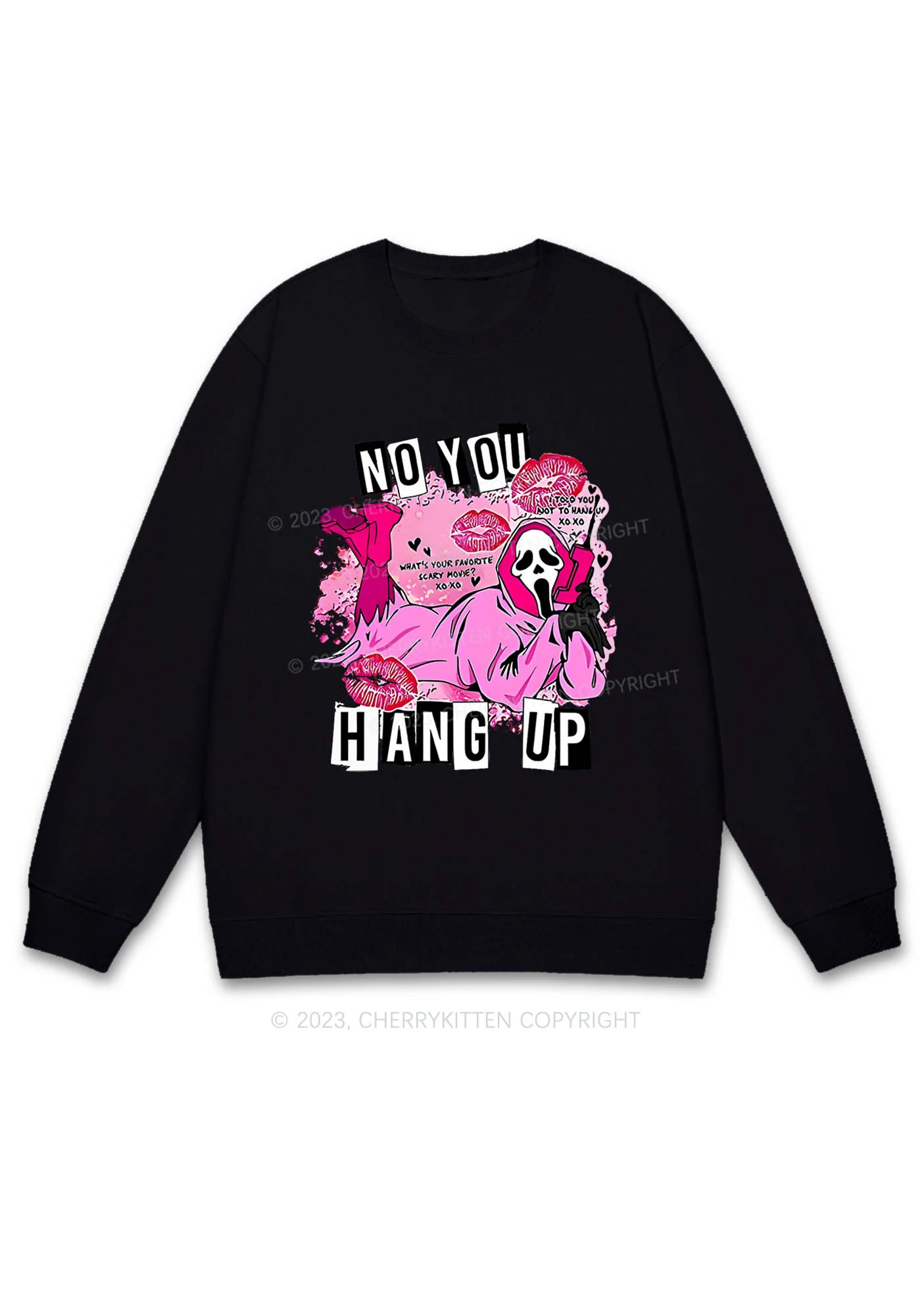 Pink Ghost Lying Halloween Y2K Sweatshirt Cherrykitten - Image 3