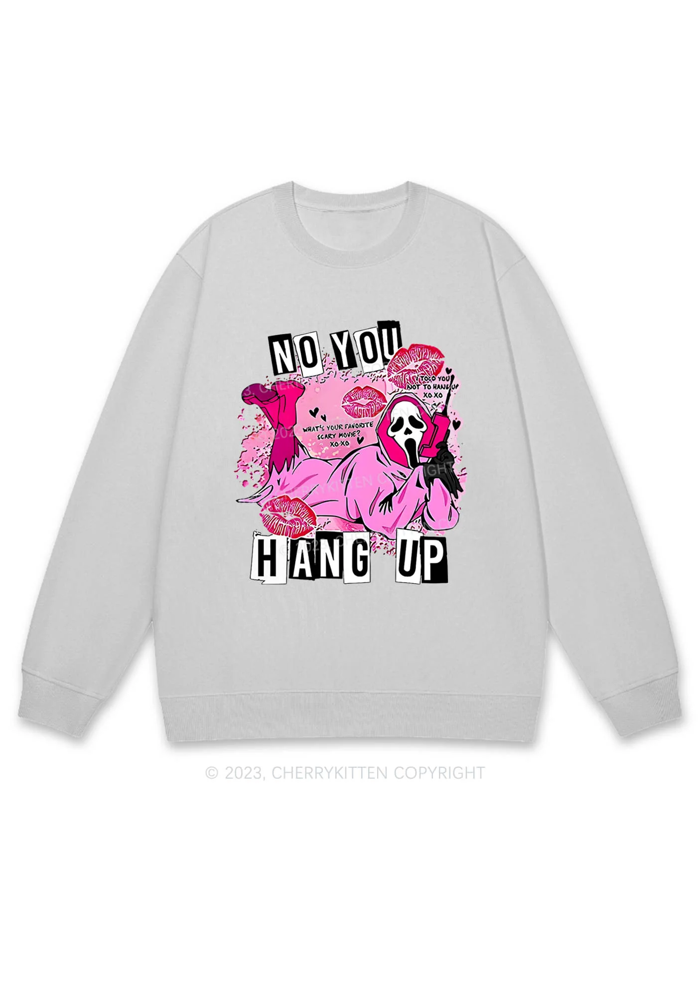 Pink Ghost Lying Halloween Y2K Sweatshirt Cherrykitten - Image 5