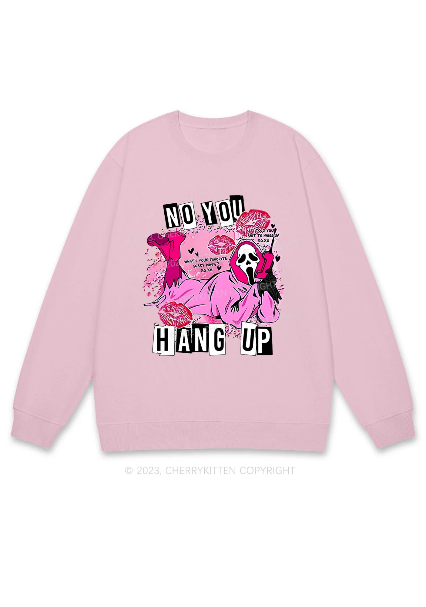 Pink Ghost Lying Halloween Y2K Sweatshirt Cherrykitten - Image 6
