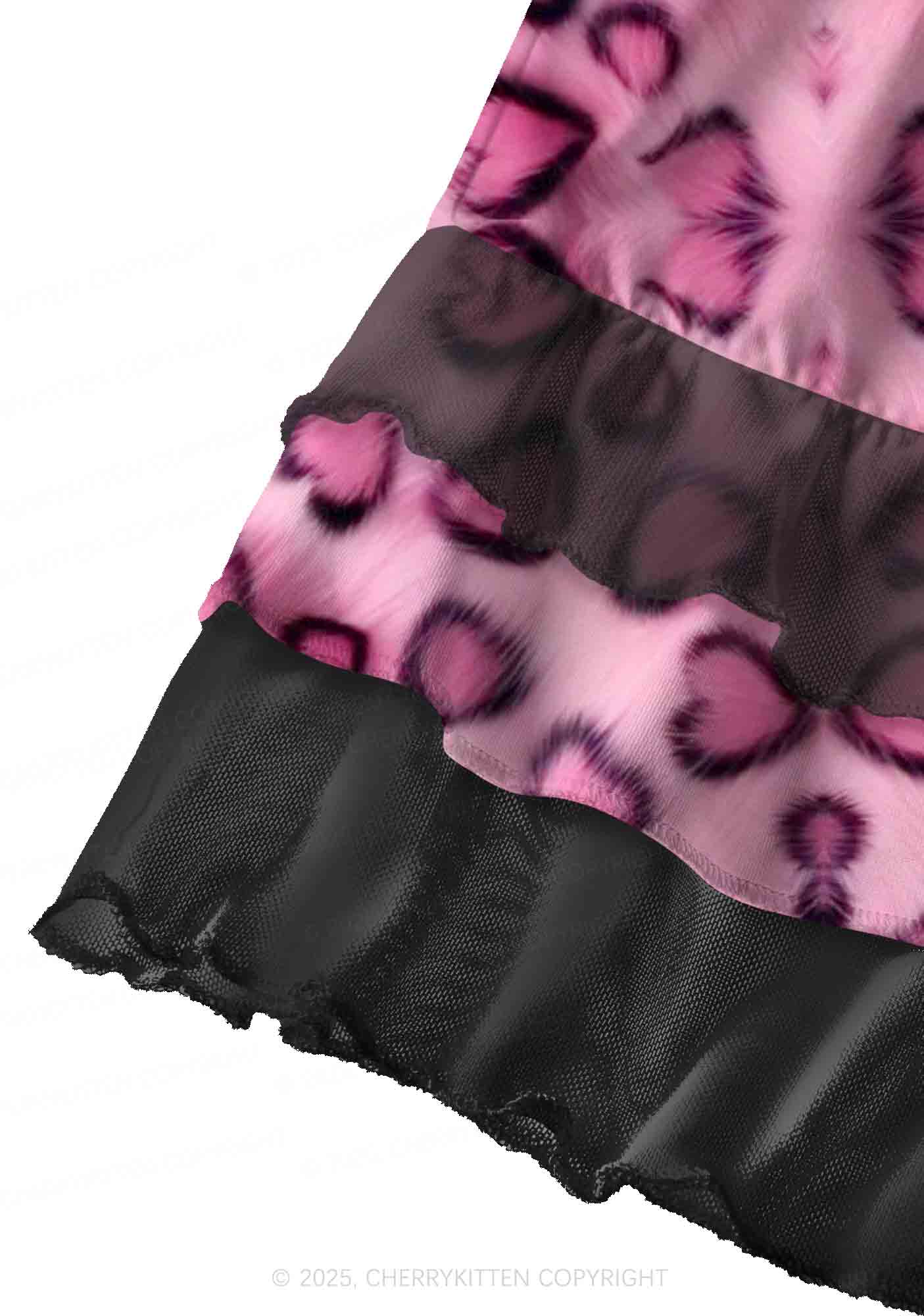 Pink Heart Leopard Y2K Print Mini Layered Skirt Cherrykitten - Image 3