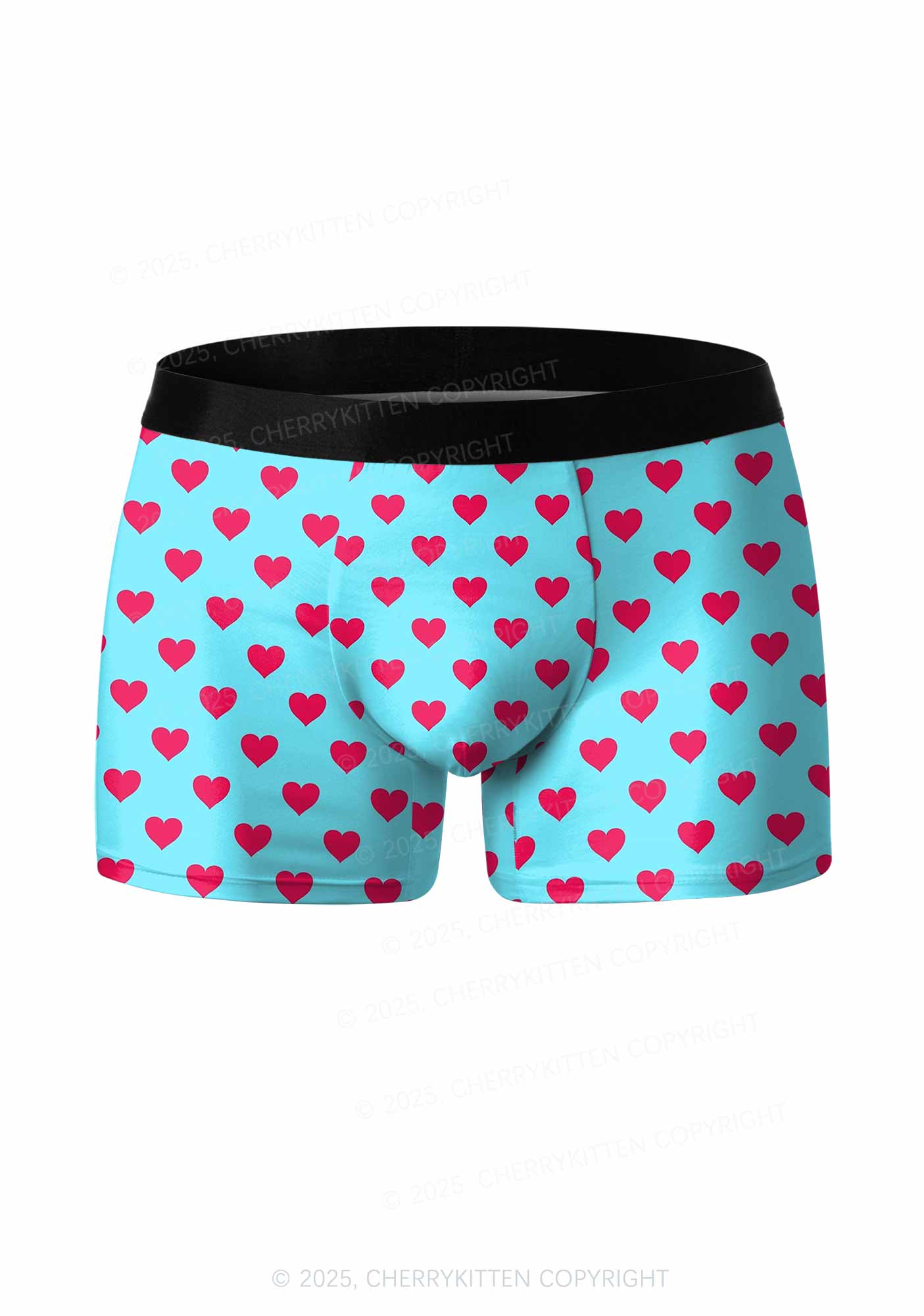Pink Heart On Blue Valentine's Day Y2K Print Couples Boxer Thong Set Cherrykitten - Image 4