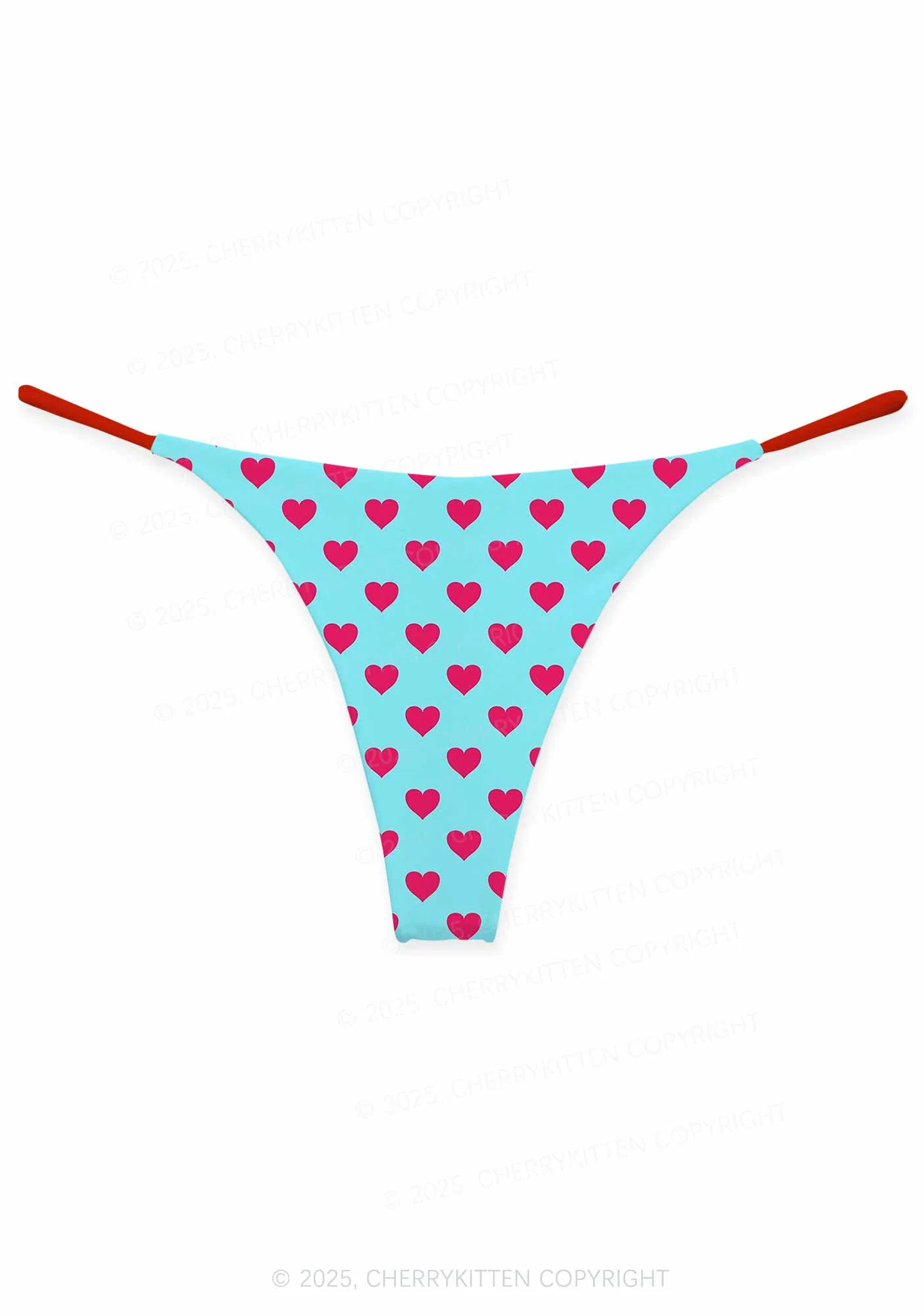 Pink Heart On Blue Valentine's Day Y2K Print Couples Thong Set Cherrykitten - Image 2