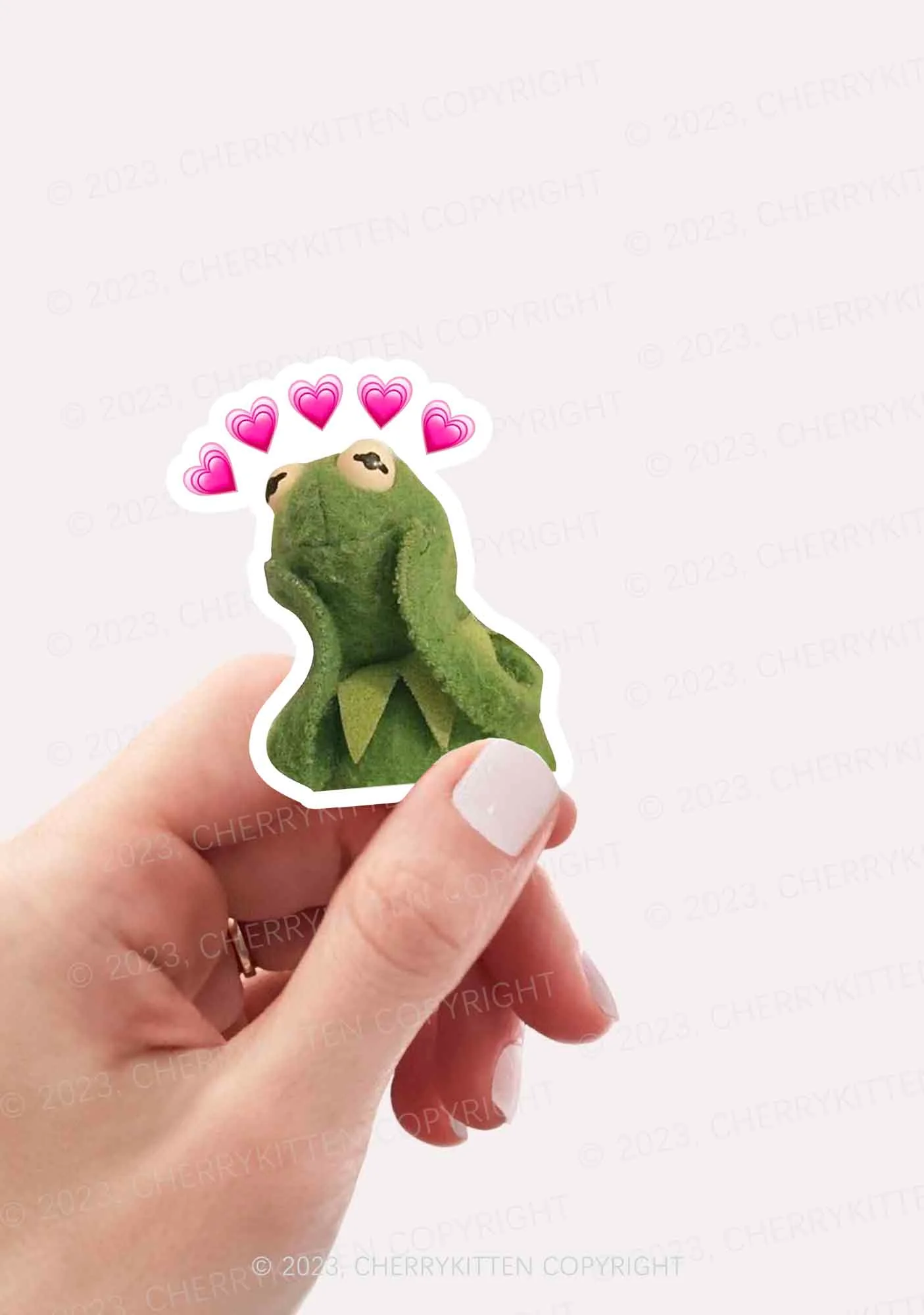 Pink Hearts Frog 1Pc Y2K Sticker Cherrykitten - Image 2