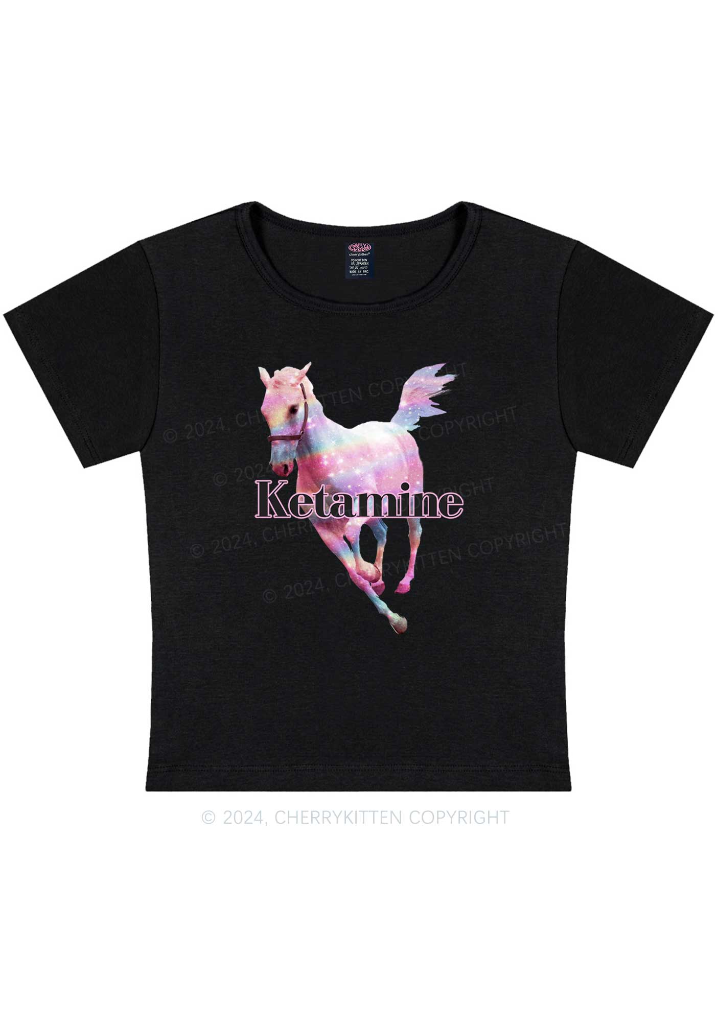 Pink Horse Y2K Baby Tee Cherrykitten - Image 4
