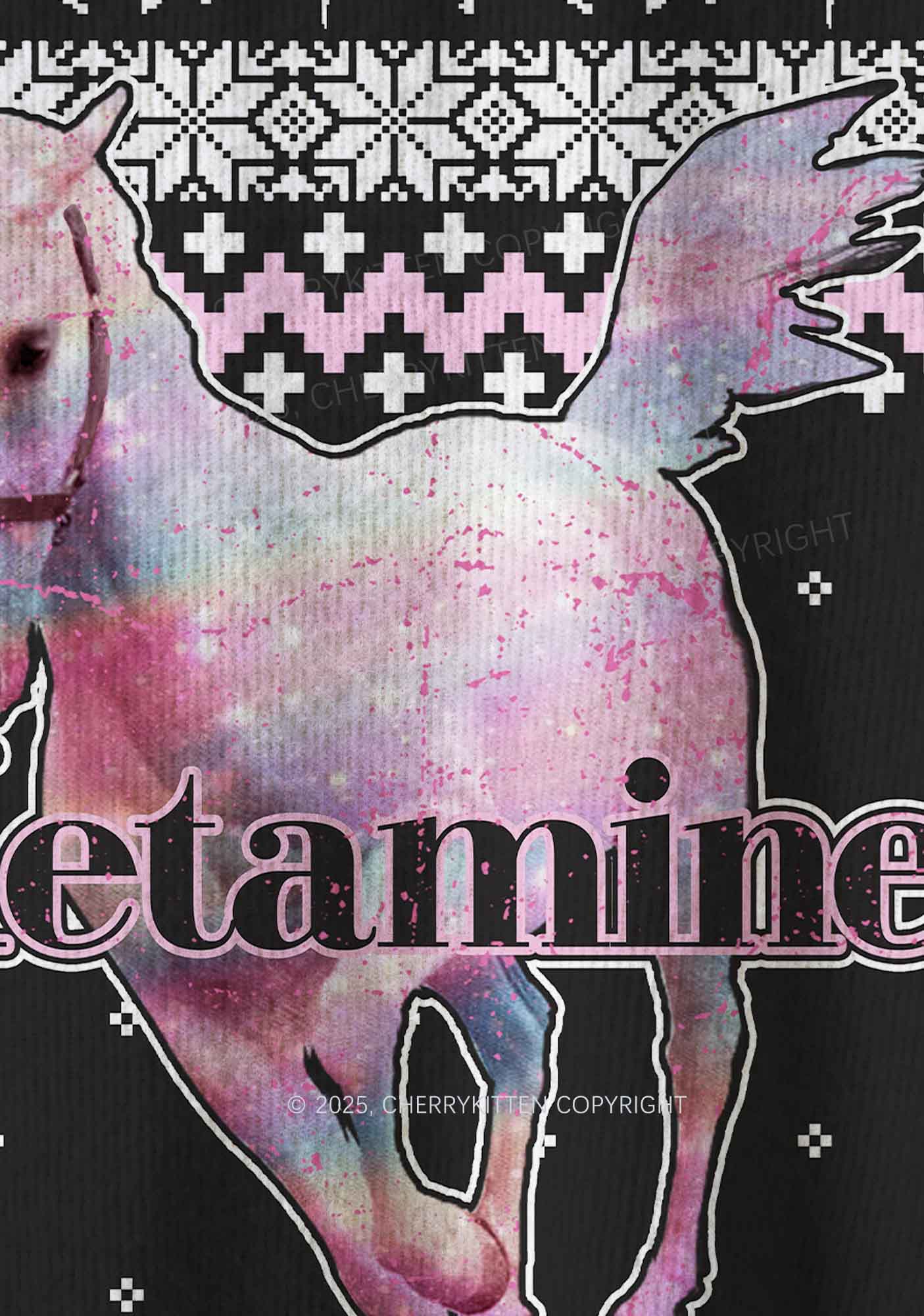 Pink Horse Y2K Christmas Knit Sweatshirt Cherrykitten - Image 6