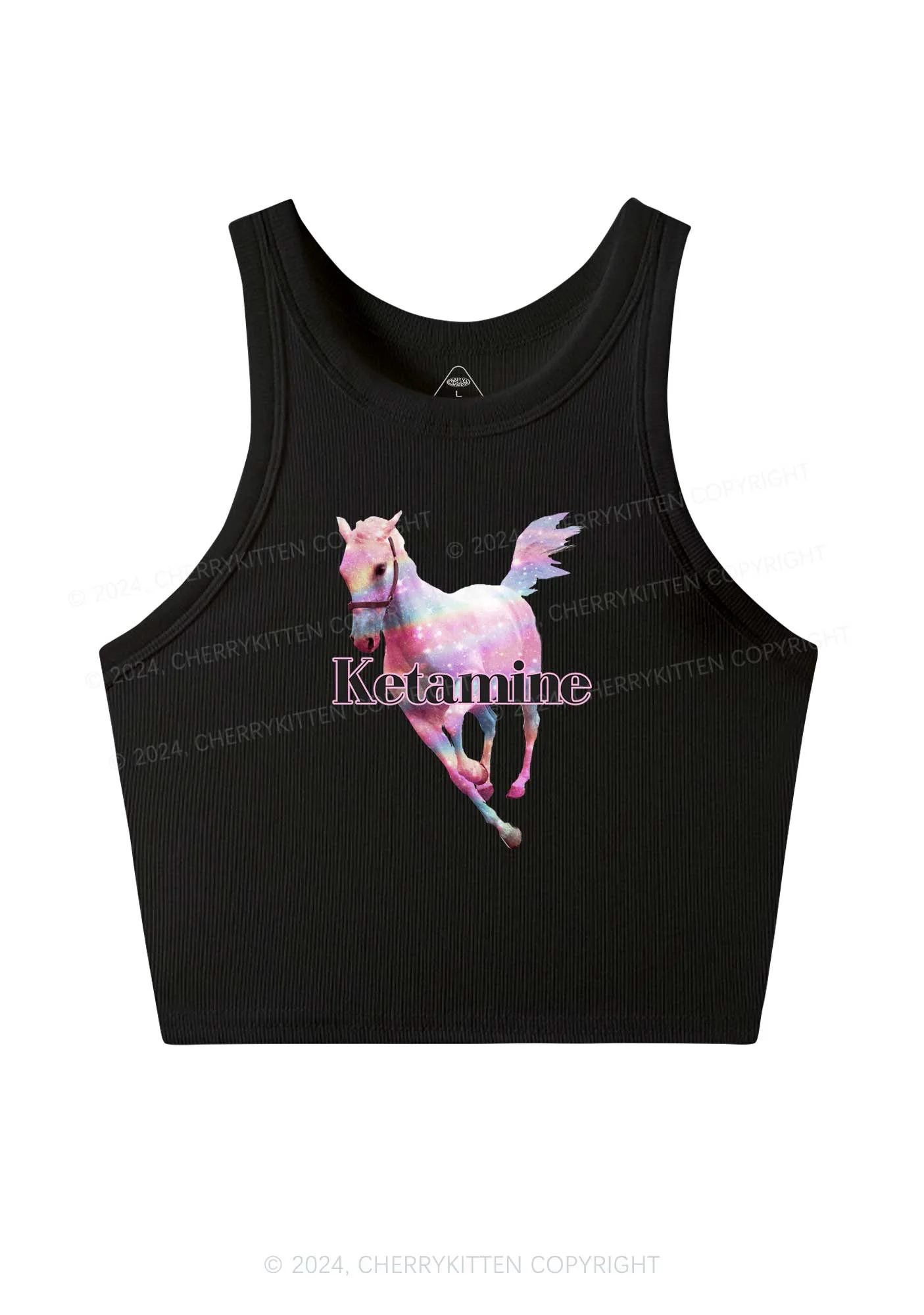 Pink Horse Y2K Crop Tank Top Cherrykitten - Image 3