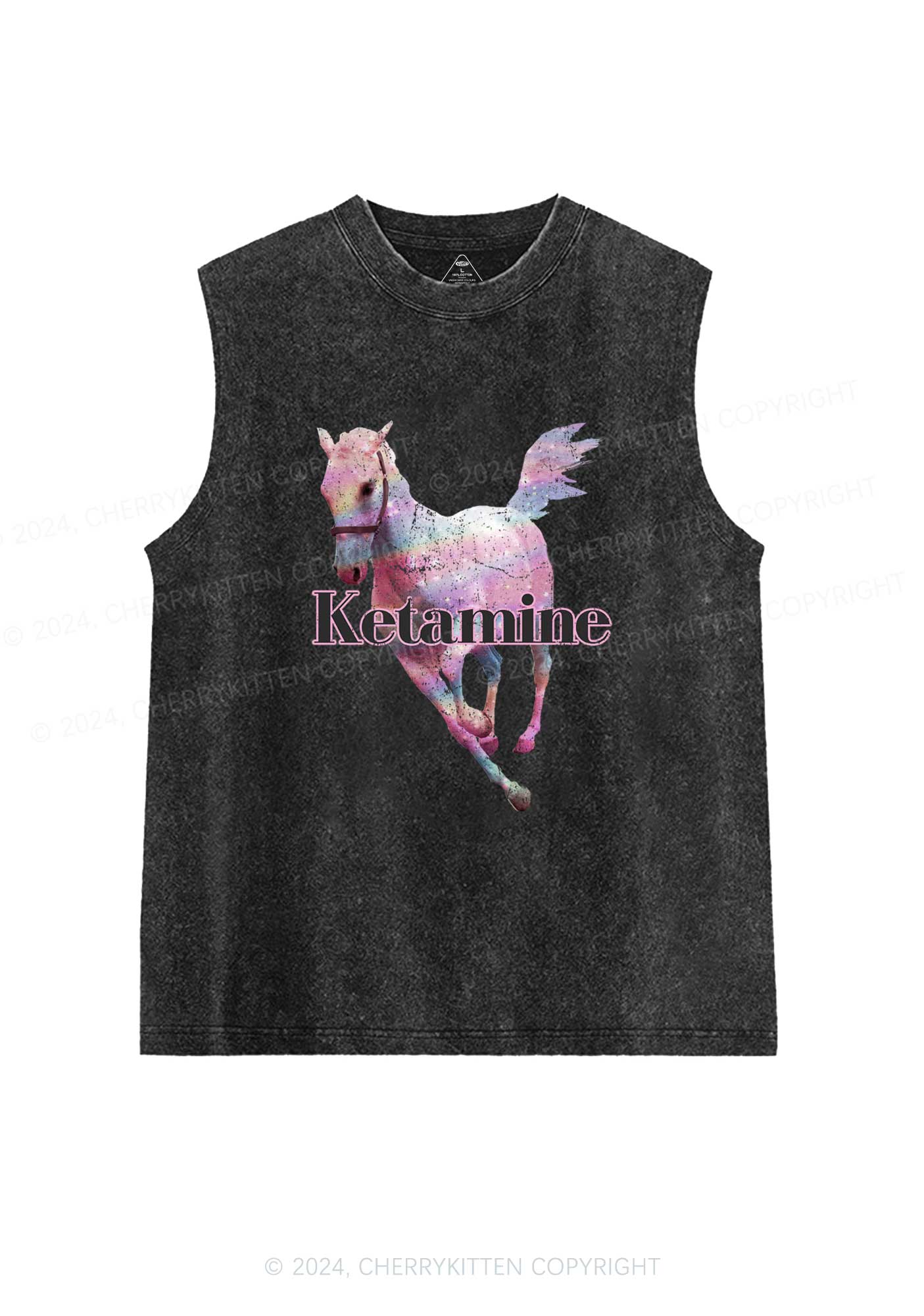 Pink Horse Y2K Washed Tank Cherrykitten - Image 3