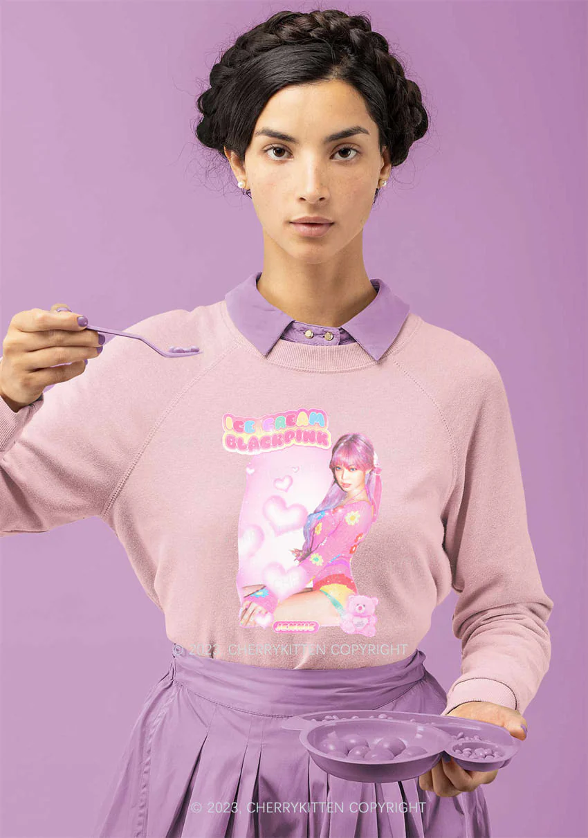Pink Ice Cream Kpop Y2K Sweatshirt Cherrykitten - Image 2