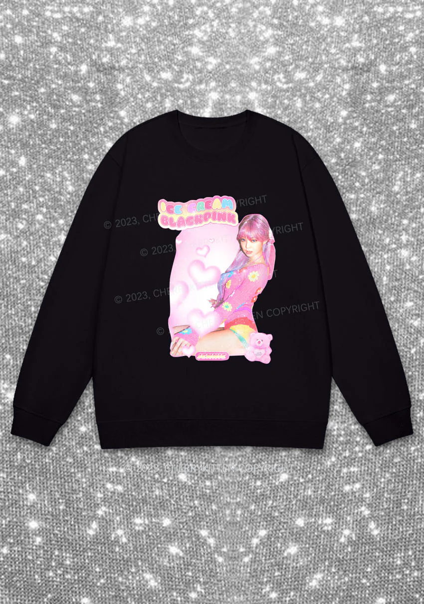 Pink Ice Cream Kpop Y2K Sweatshirt Cherrykitten - Image 3