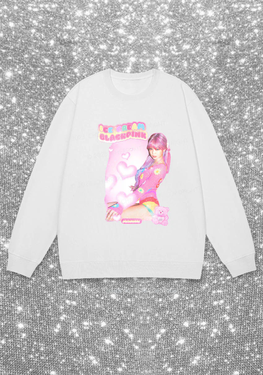 Pink Ice Cream Kpop Y2K Sweatshirt Cherrykitten - Image 4