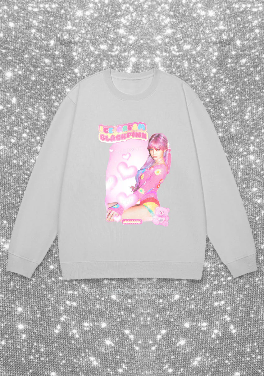 Pink Ice Cream Kpop Y2K Sweatshirt Cherrykitten - Image 6