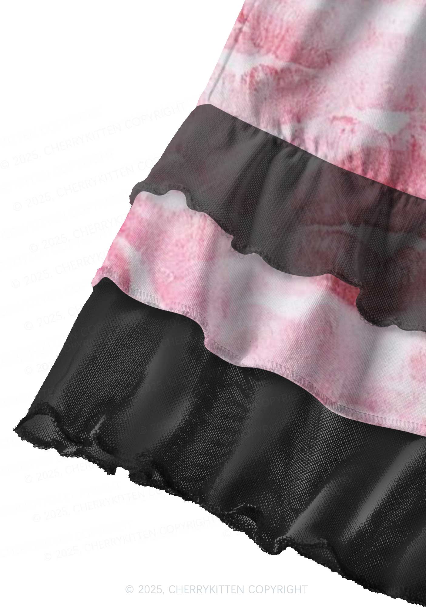 Pink Kisses Y2K Print Mini Layered Skirt Cherrykitten - Image 3
