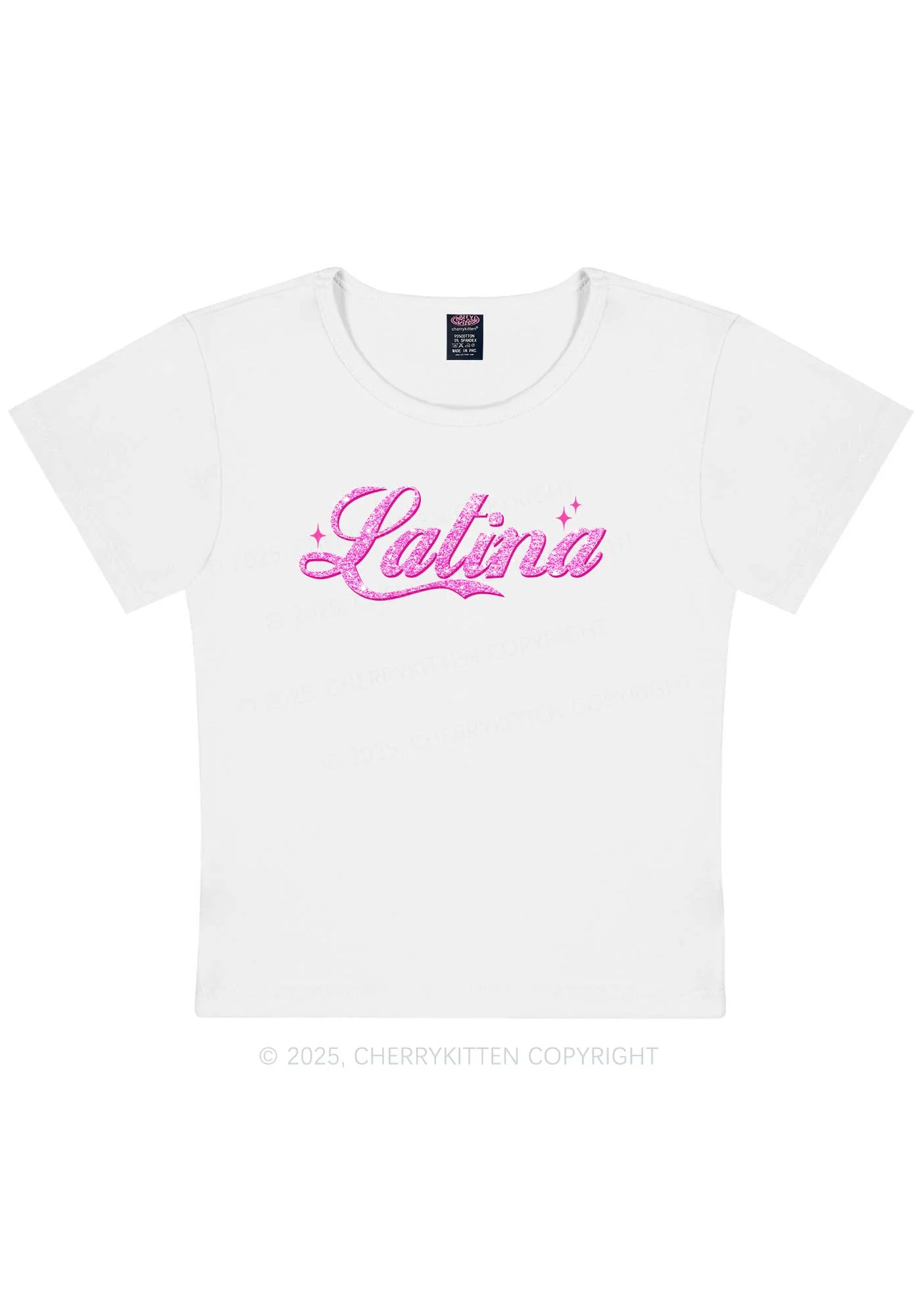 Pink Latina Y2K Baby Tee Cherrykitten - Image 6