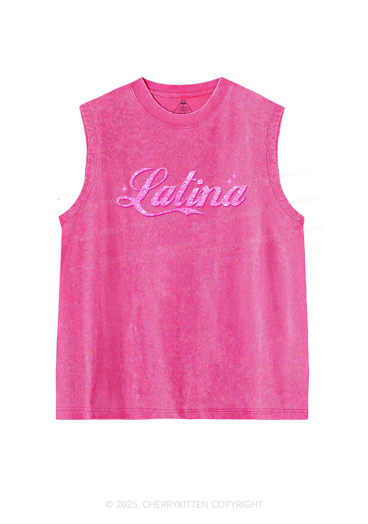 Pink Latina Y2K Washed Tank Cherrykitten - Image 4