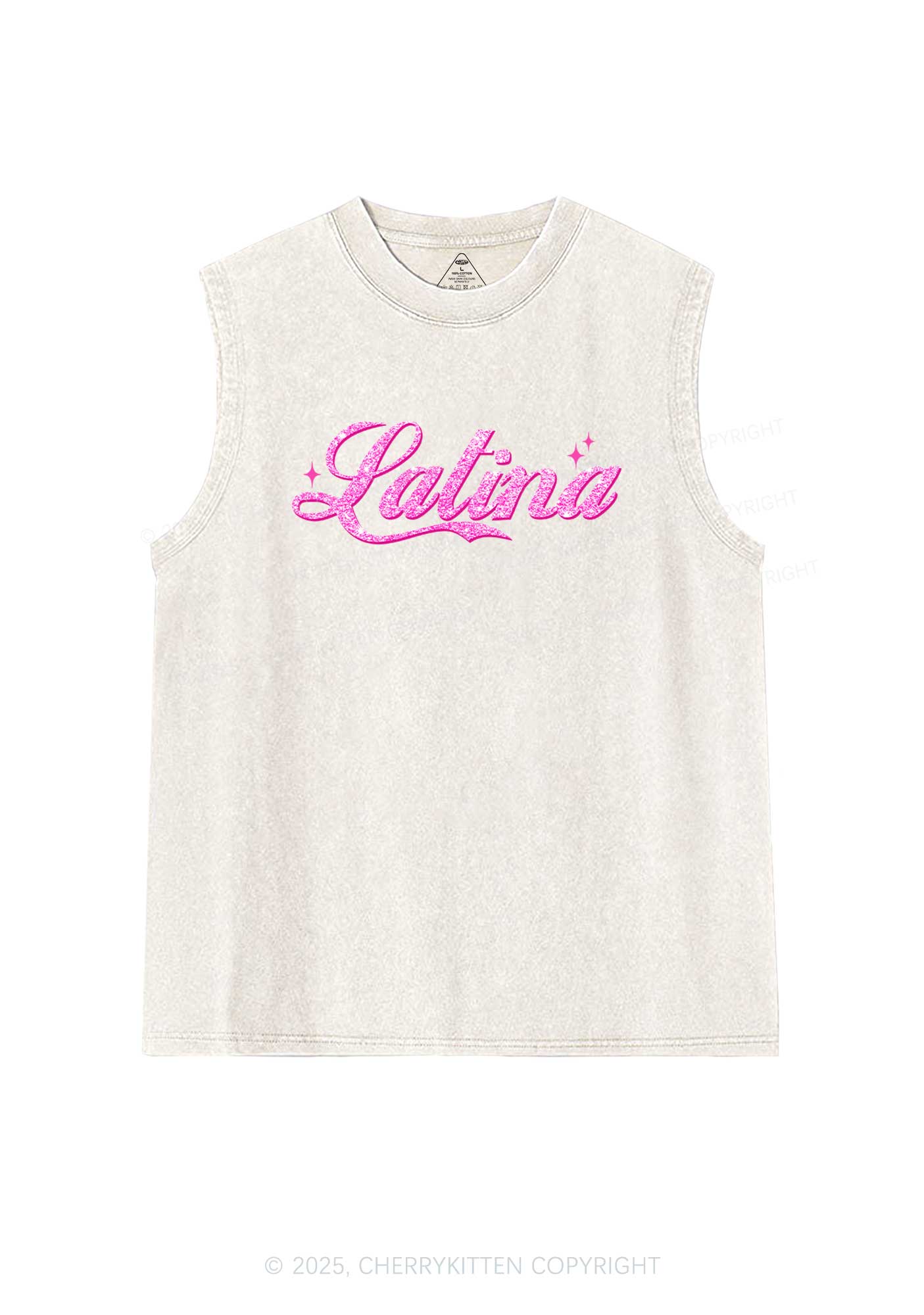 Pink Latina Y2K Washed Tank Cherrykitten - Image 5
