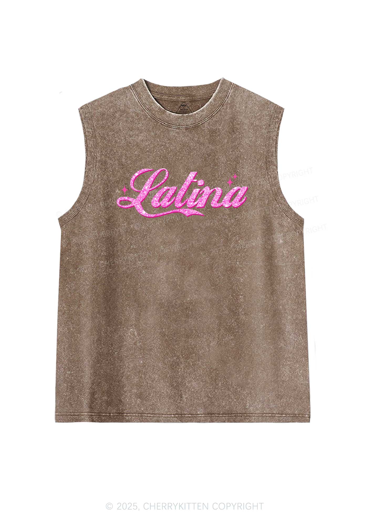 Pink Latina Y2K Washed Tank Cherrykitten - Image 6