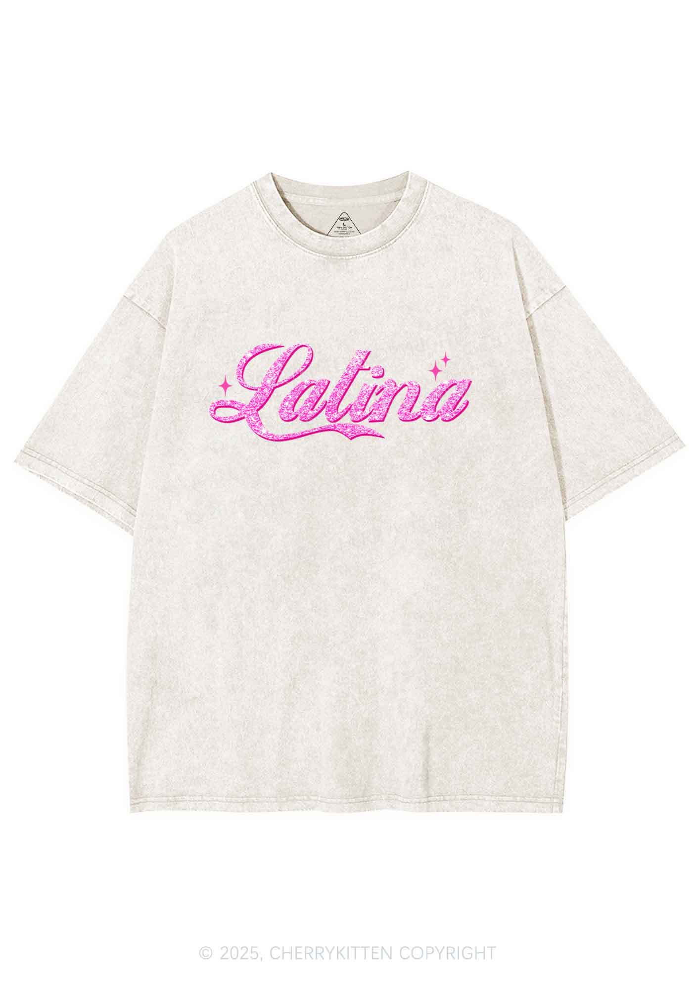Pink Latina Y2K Washed Tee Cherrykitten - Image 4