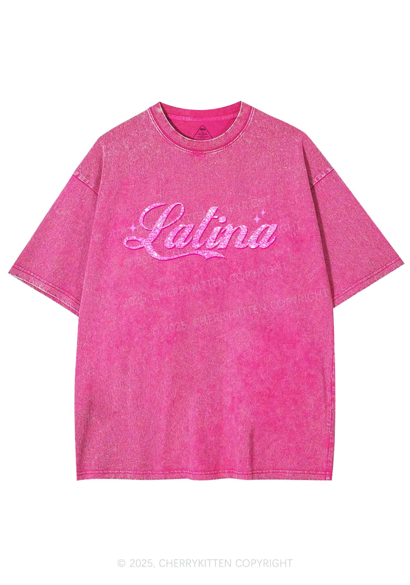 Pink Latina Y2K Washed Tee Cherrykitten - Image 5
