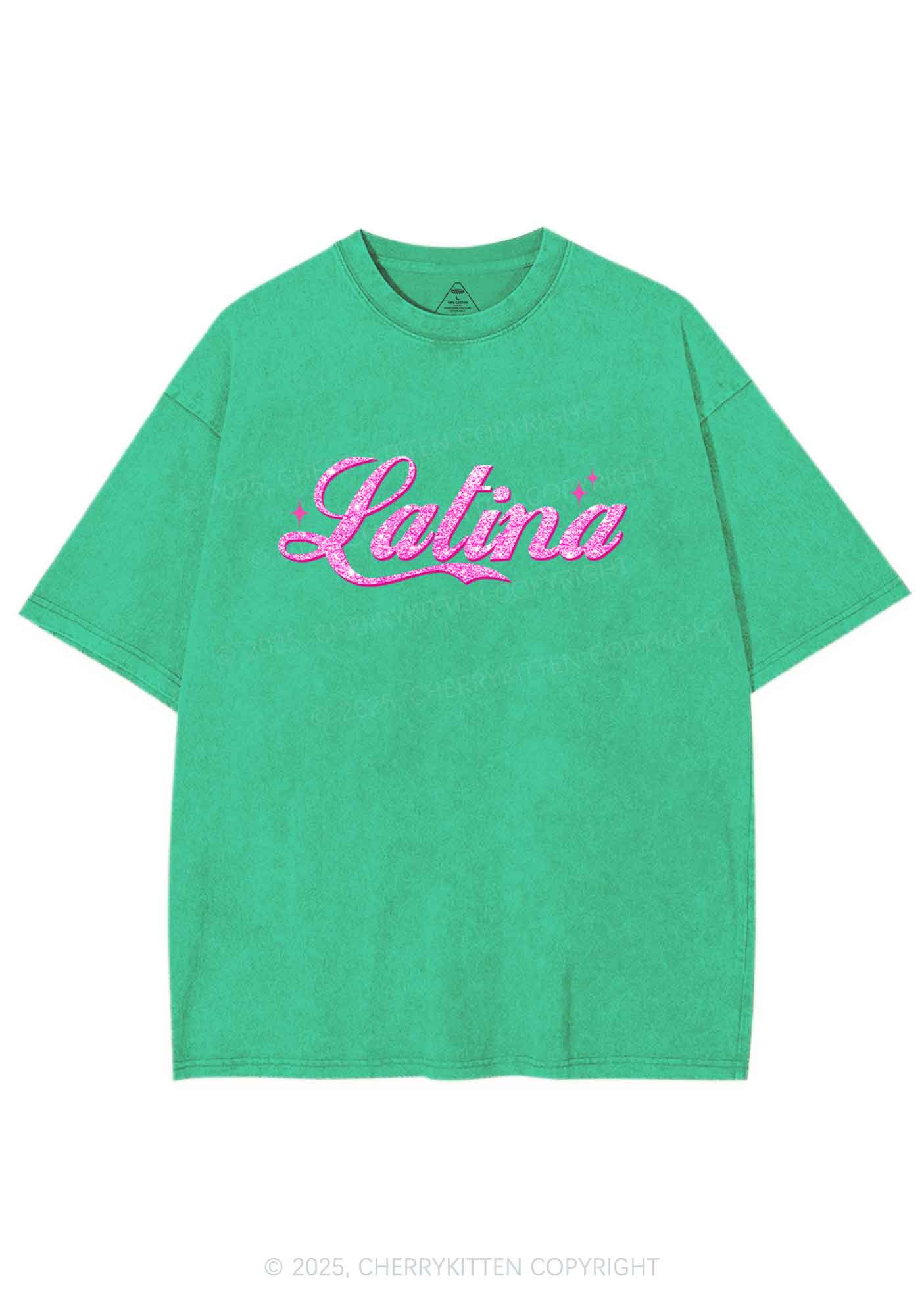 Pink Latina Y2K Washed Tee Cherrykitten - Image 8