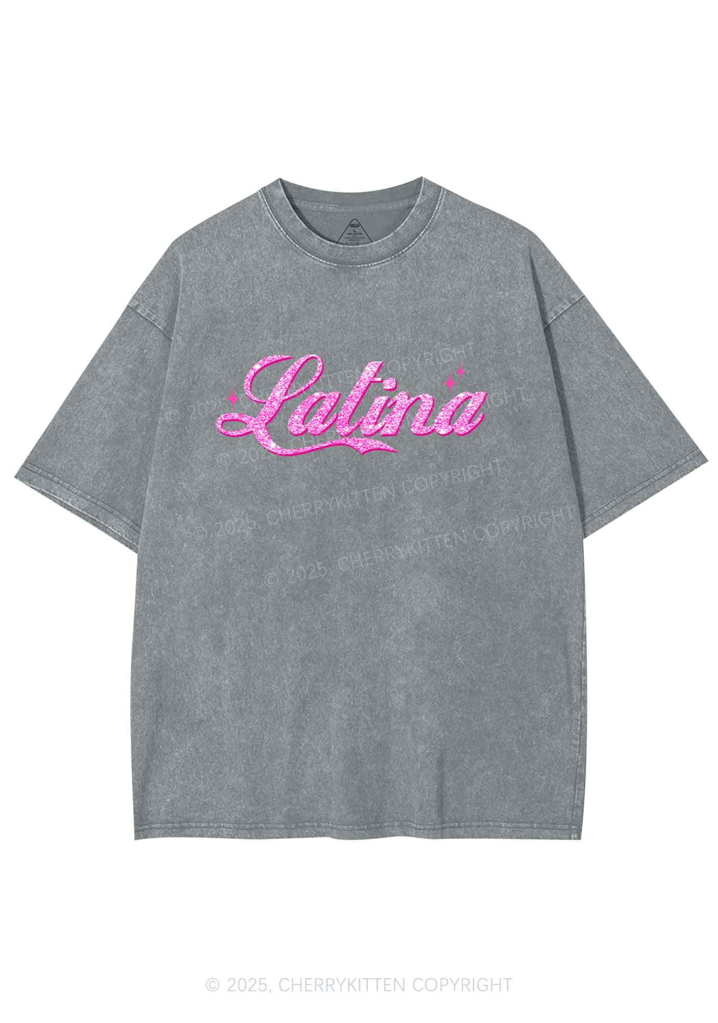 Pink Latina Y2K Washed Tee Cherrykitten - Image 9
