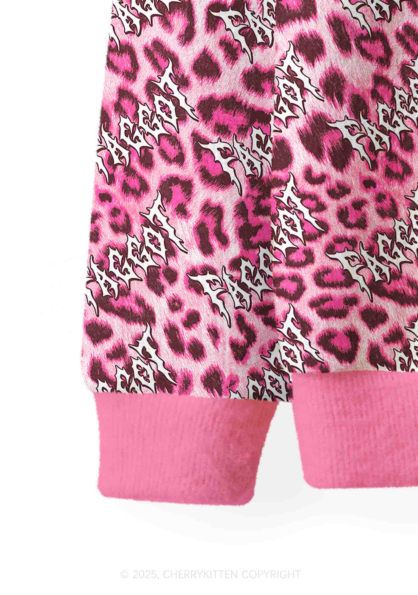 Pink Leopard Faggot Pride Y2K Christmas Cardigan Knit Sweatshirt Cherrykitten - Image 6