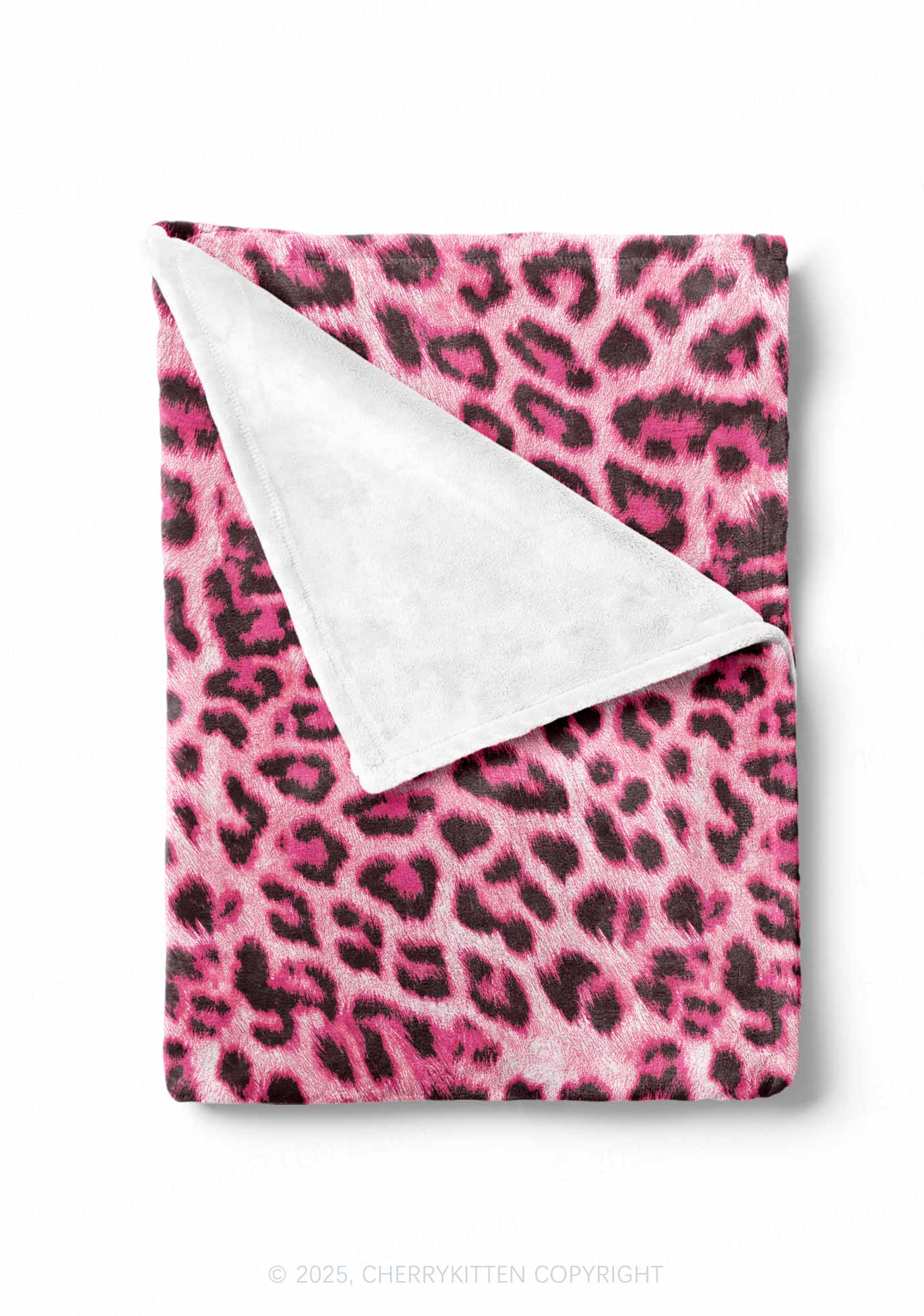 Pink Leopard Valentine's Day Y2K Plush Blanket Cherrykitten - Image 2