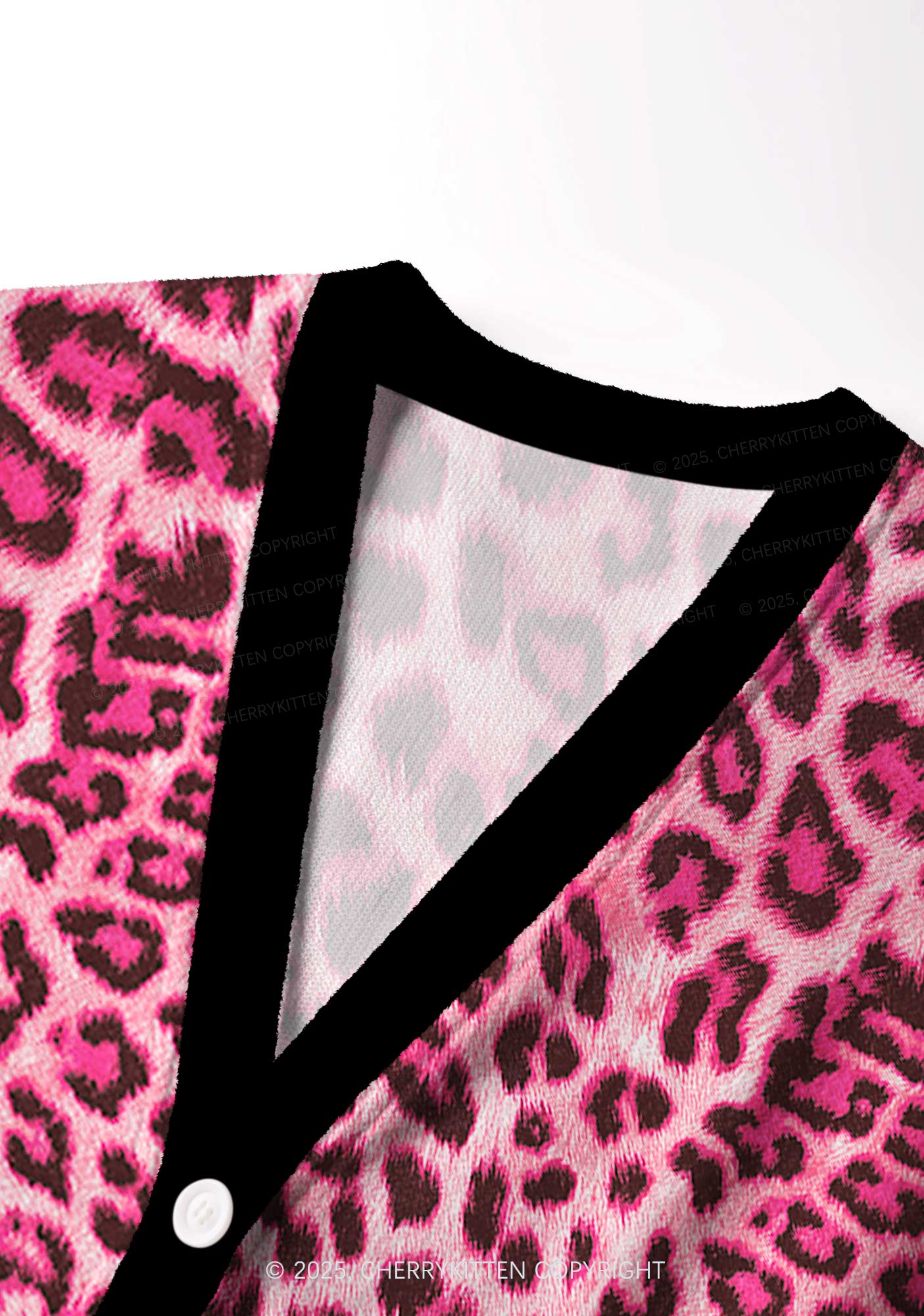 Pink Leopard Y2K Christmas Cardigan Knit Sweatshirt Cherrykitten - Image 5