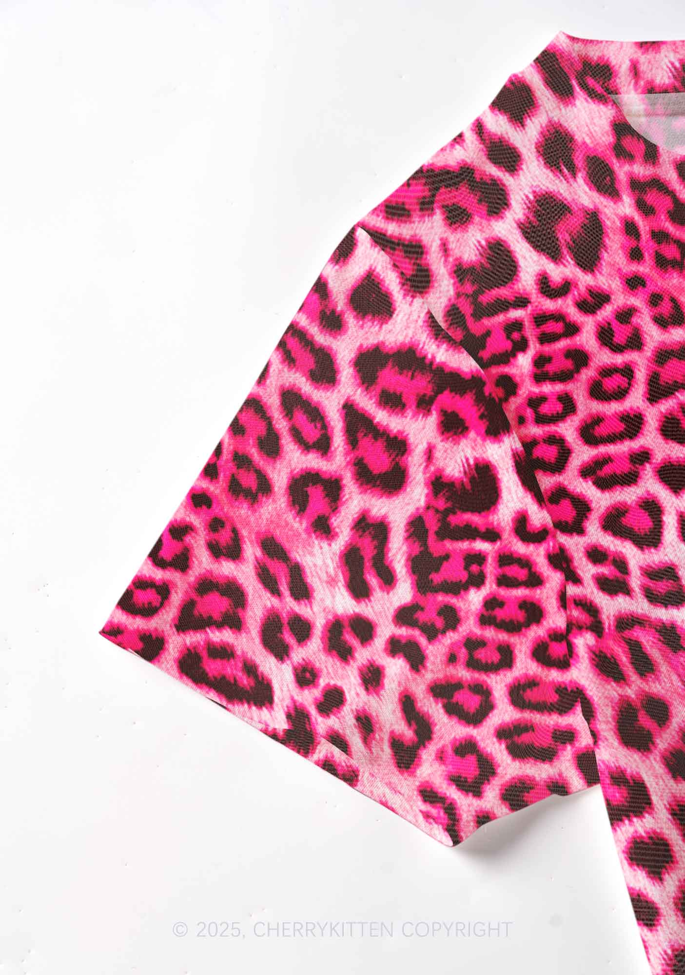 Pink Leopard Y2K Mesh Crop Top Cherrykitten - Image 3