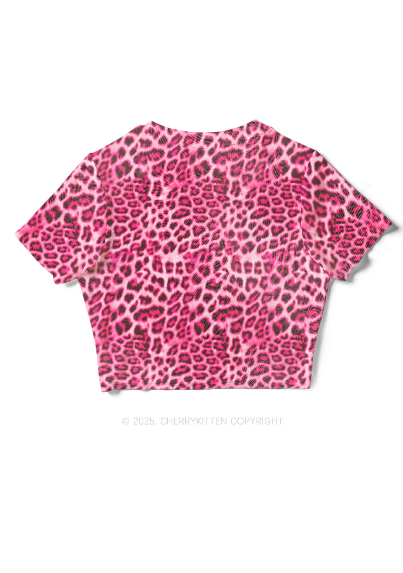 Pink Leopard Y2K Mesh Crop Top Cherrykitten - Image 4