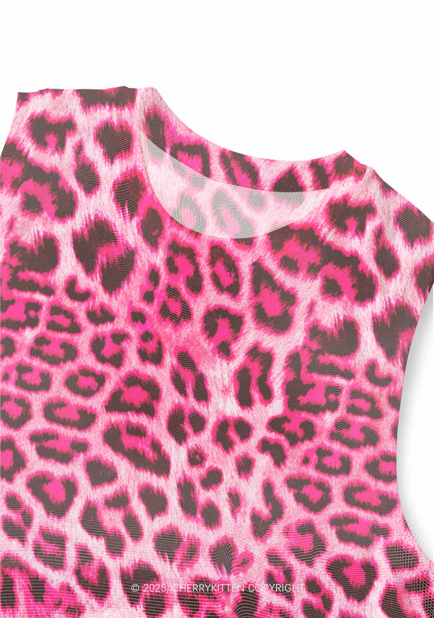 Pink Leopard Y2K Mesh Muscle Tank Cherrykitten - Image 2