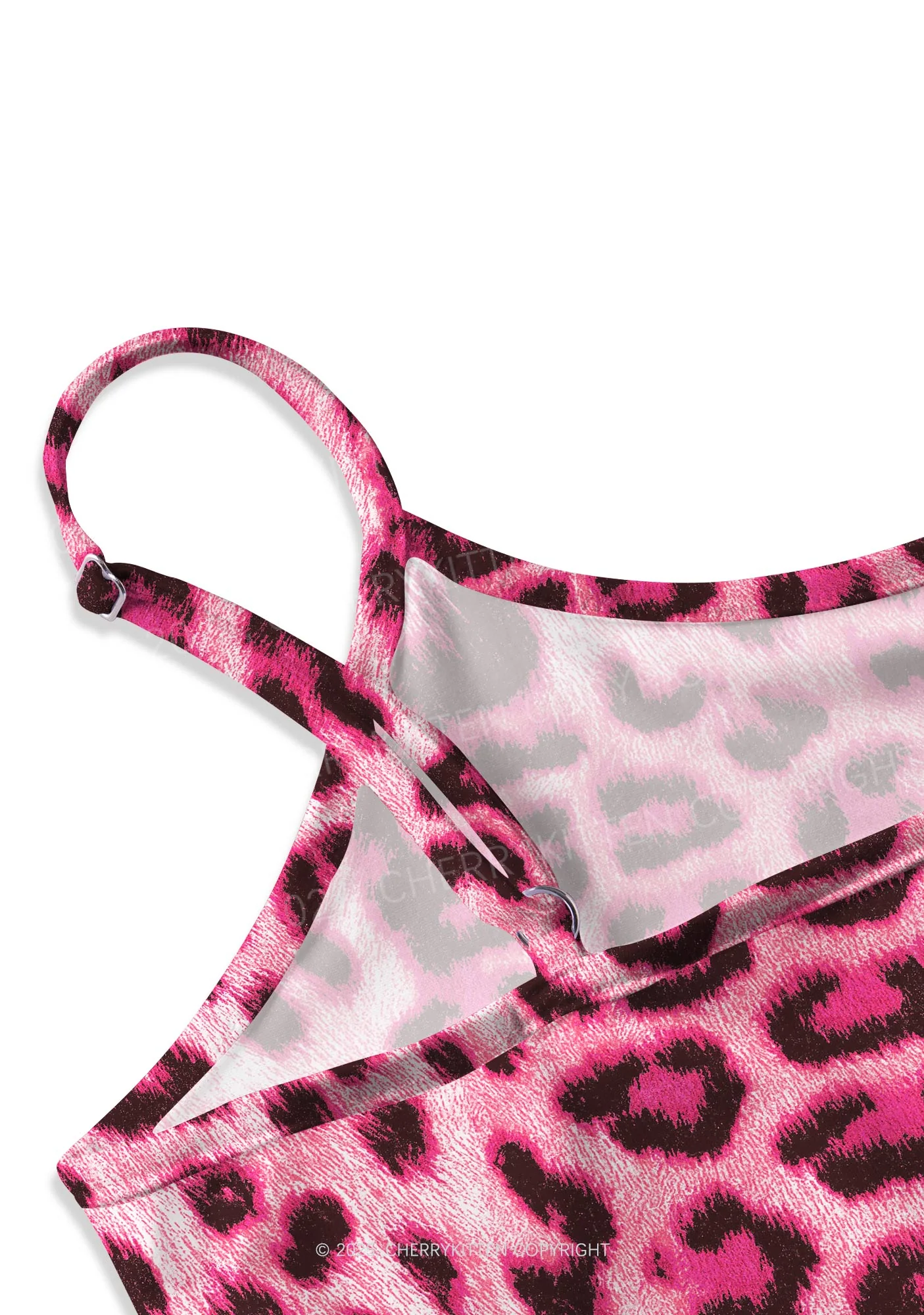 Pink Leopard Y2K Print Slip Dress Cherrykitten - Image 2