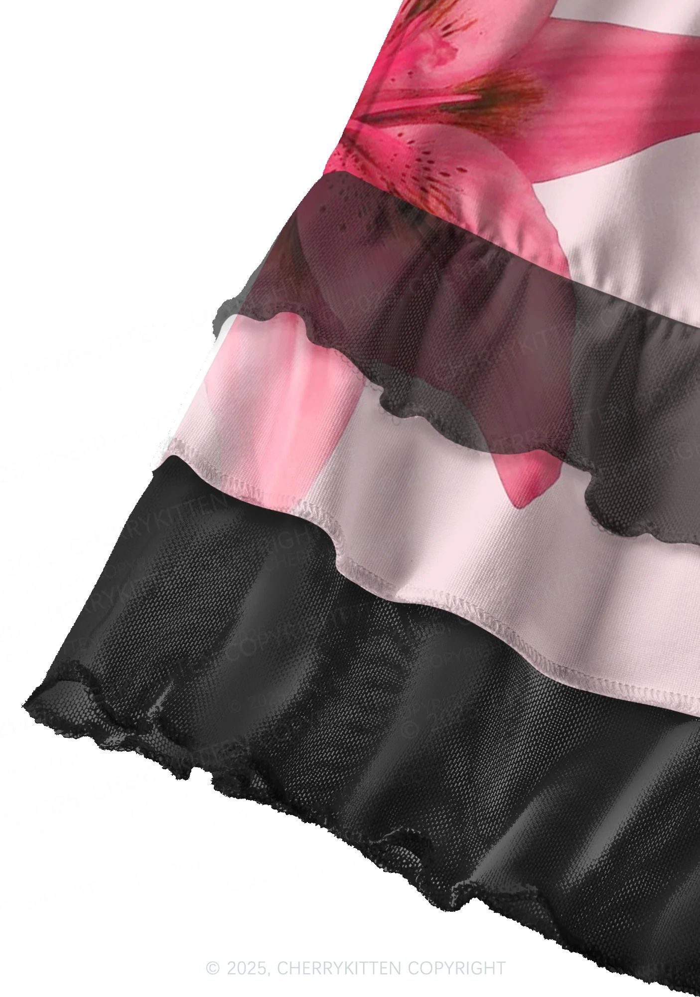 Pink Lily Y2K Print Mini Layered Skirt Cherrykitten - Image 3