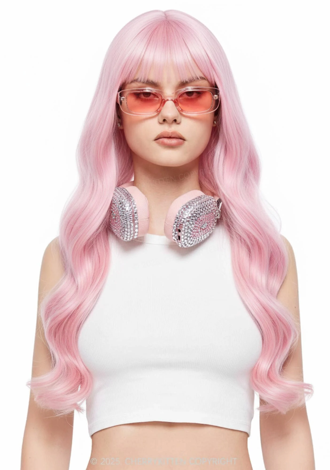 Pink Long Curly Hair Y2K Wigs Cherrykitten - Image 3