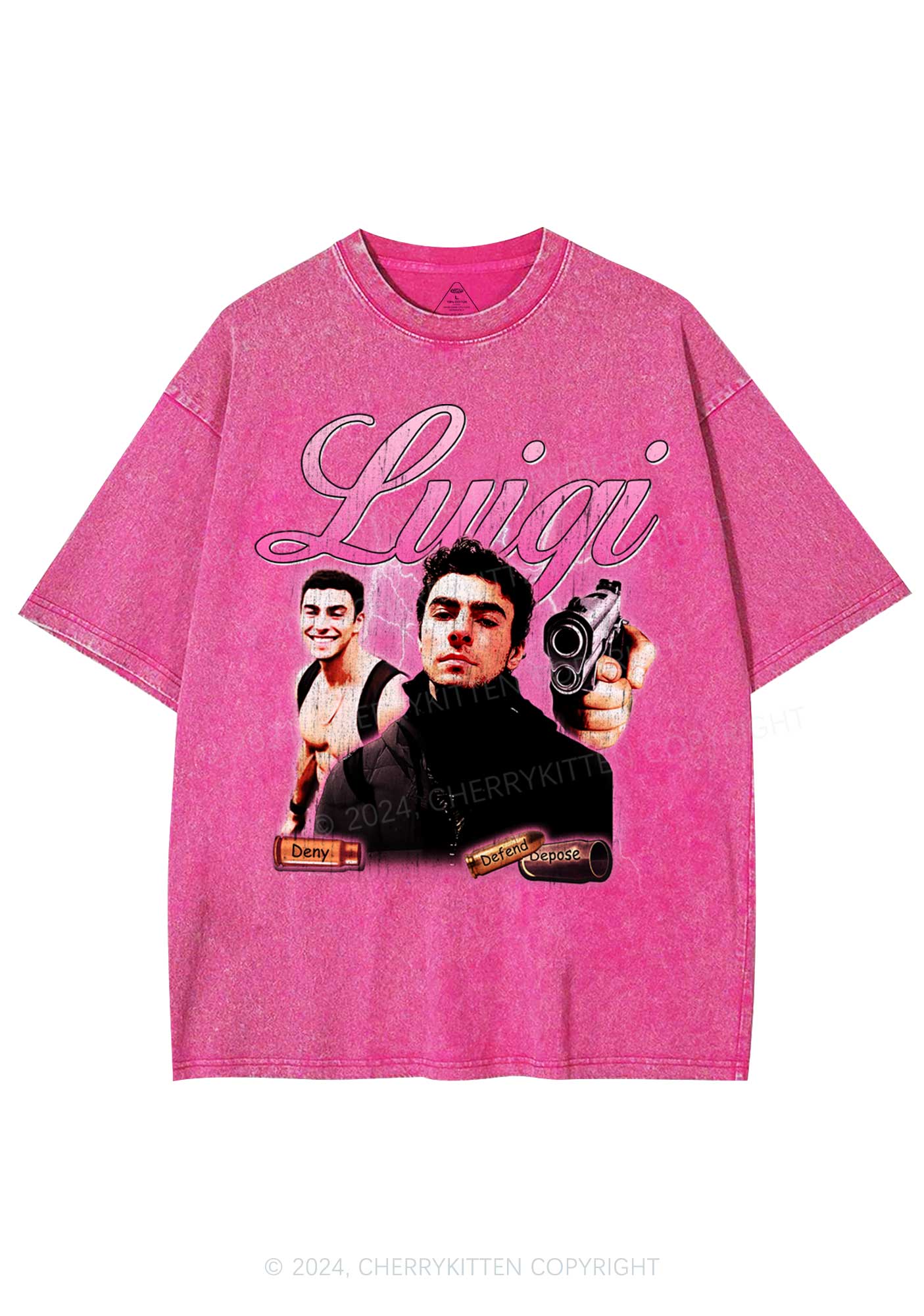 Pink Luigi Y2K Washed Tee Cherrykitten - Image 3