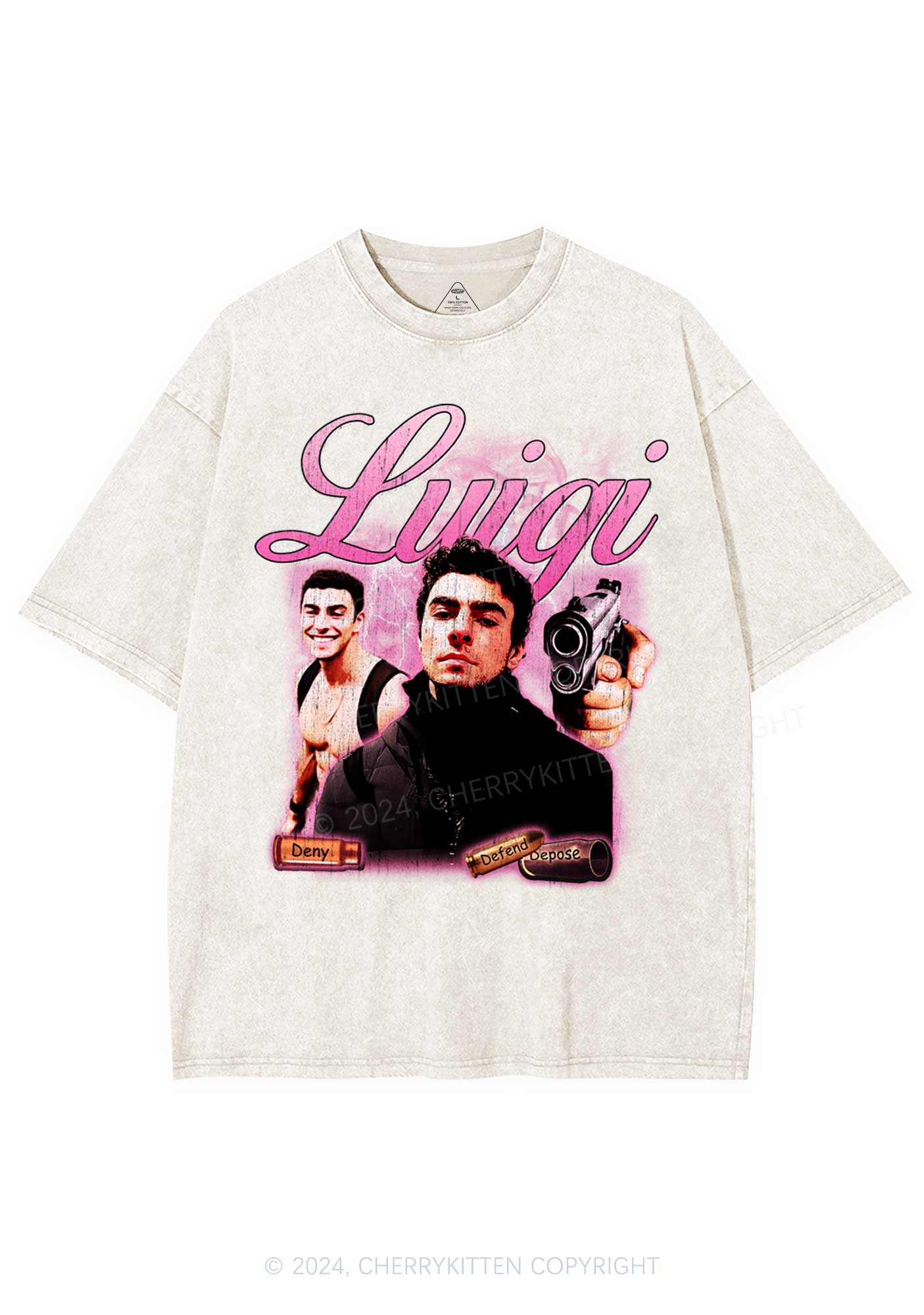Pink Luigi Y2K Washed Tee Cherrykitten - Image 4