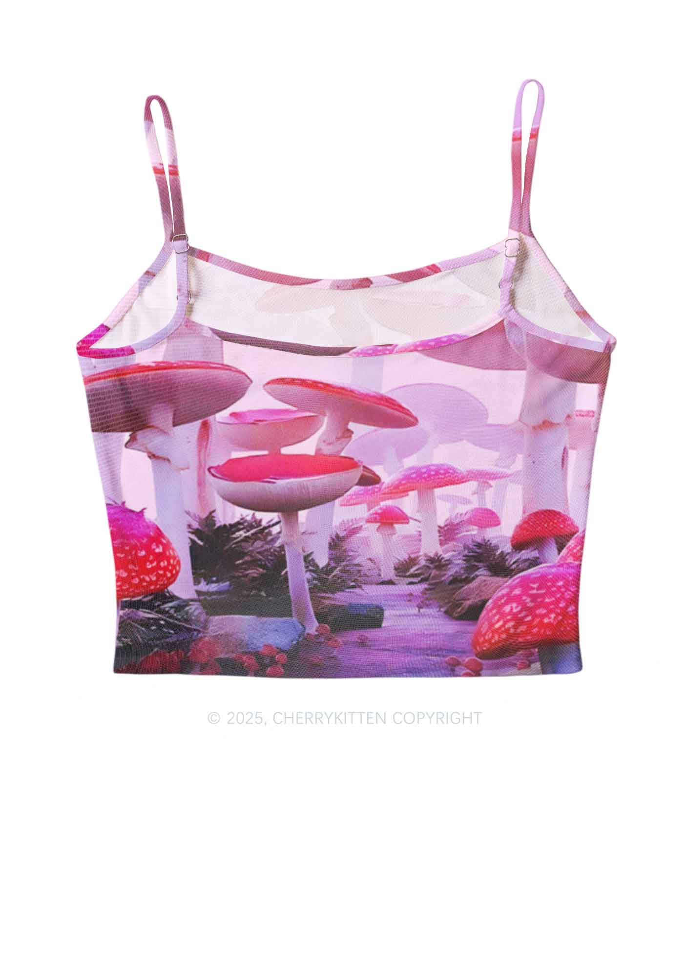 Pink Mushroom Y2K Mesh Cami Tank Cherrykitten - Image 2