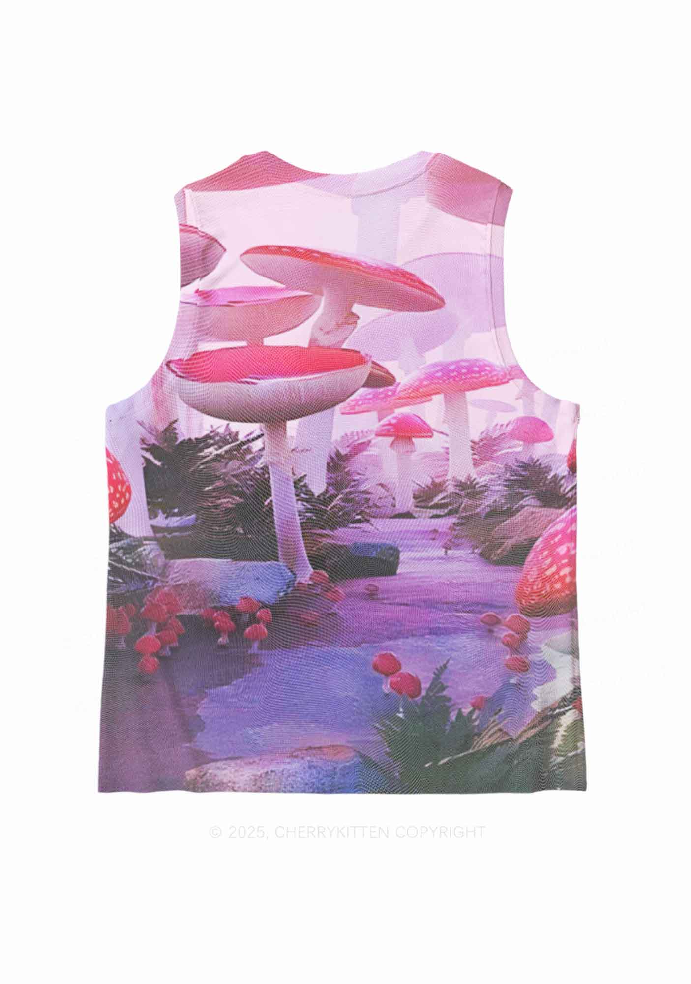 Pink Mushroom Y2K Mesh Muscle Tank Cherrykitten - Image 3